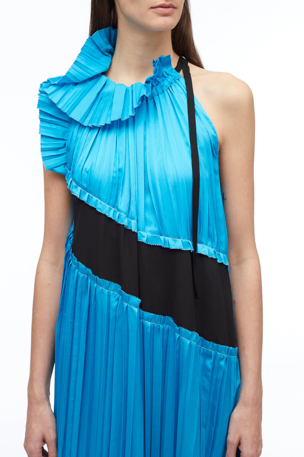 Pleated Satin Sleeveless Dress - Image 2