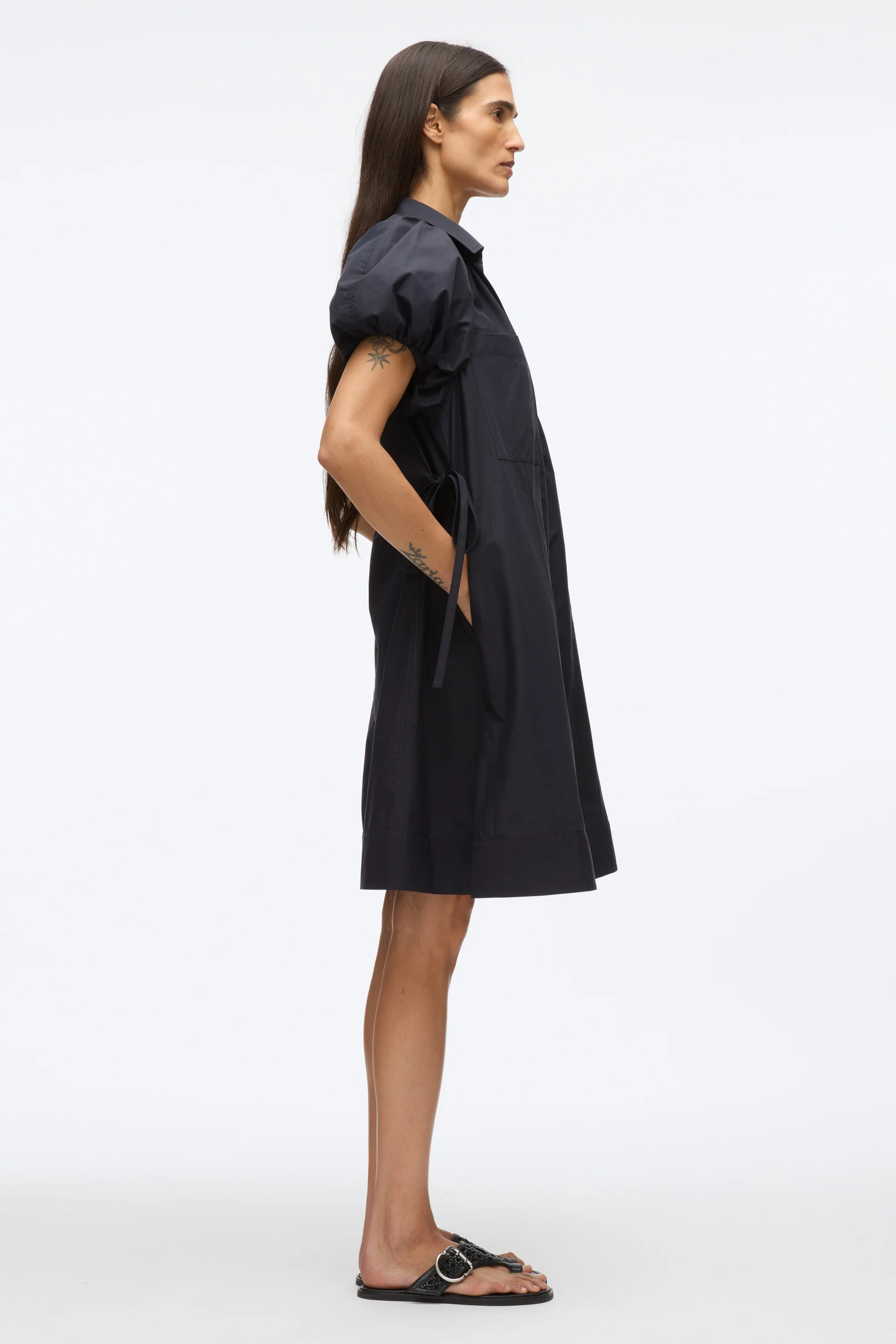 Puff Sleeve Short Shirt Dress - Image 3
