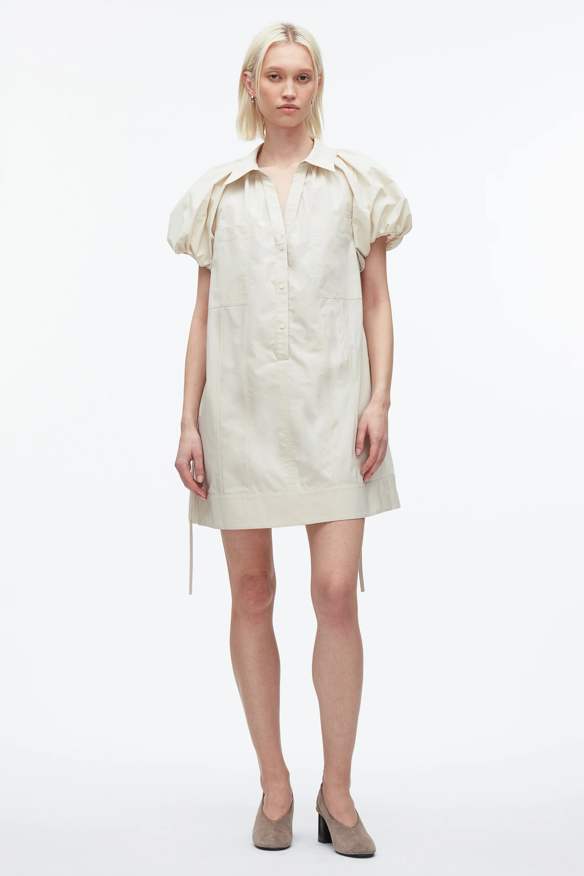 Puff Sleeve Short Shirt Dress - Image 6
