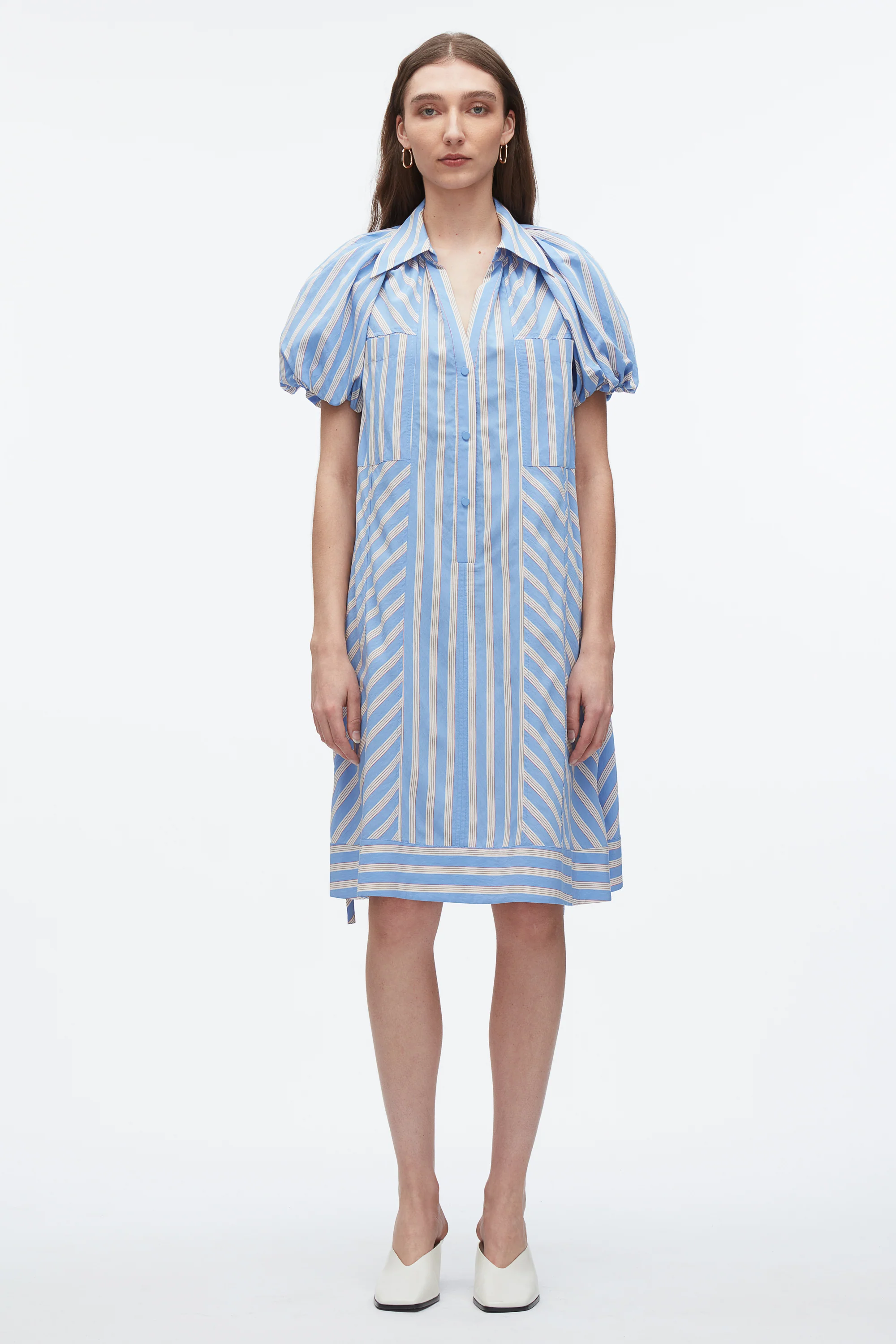 Puff Sleeve Short Shirt Dress - Image 2