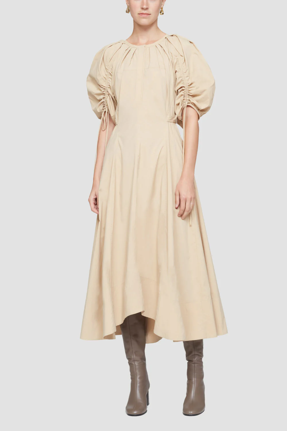 Puffed Sleeve Flare Dress W Shirr - Image 2