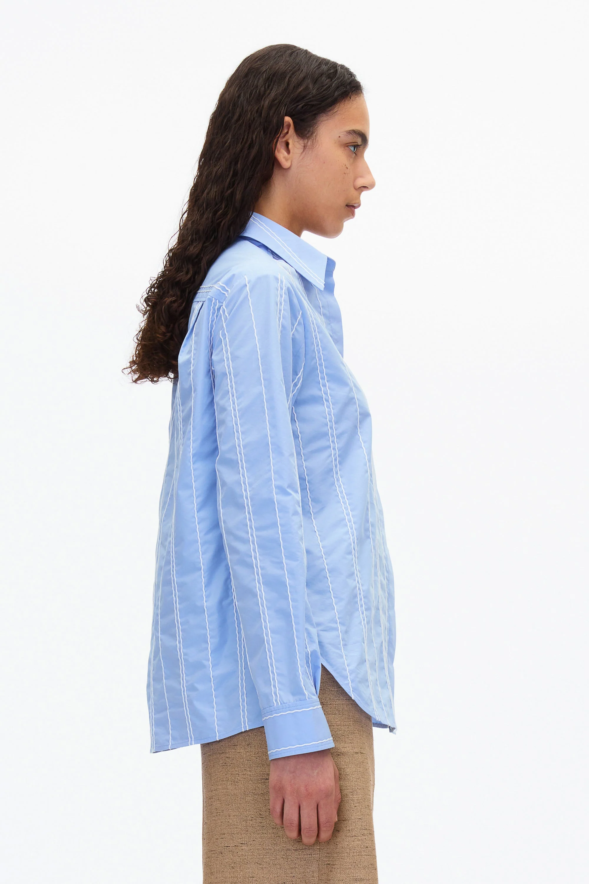 Relax Fit Poplin Shirt with Wave Embroidery - Image 3