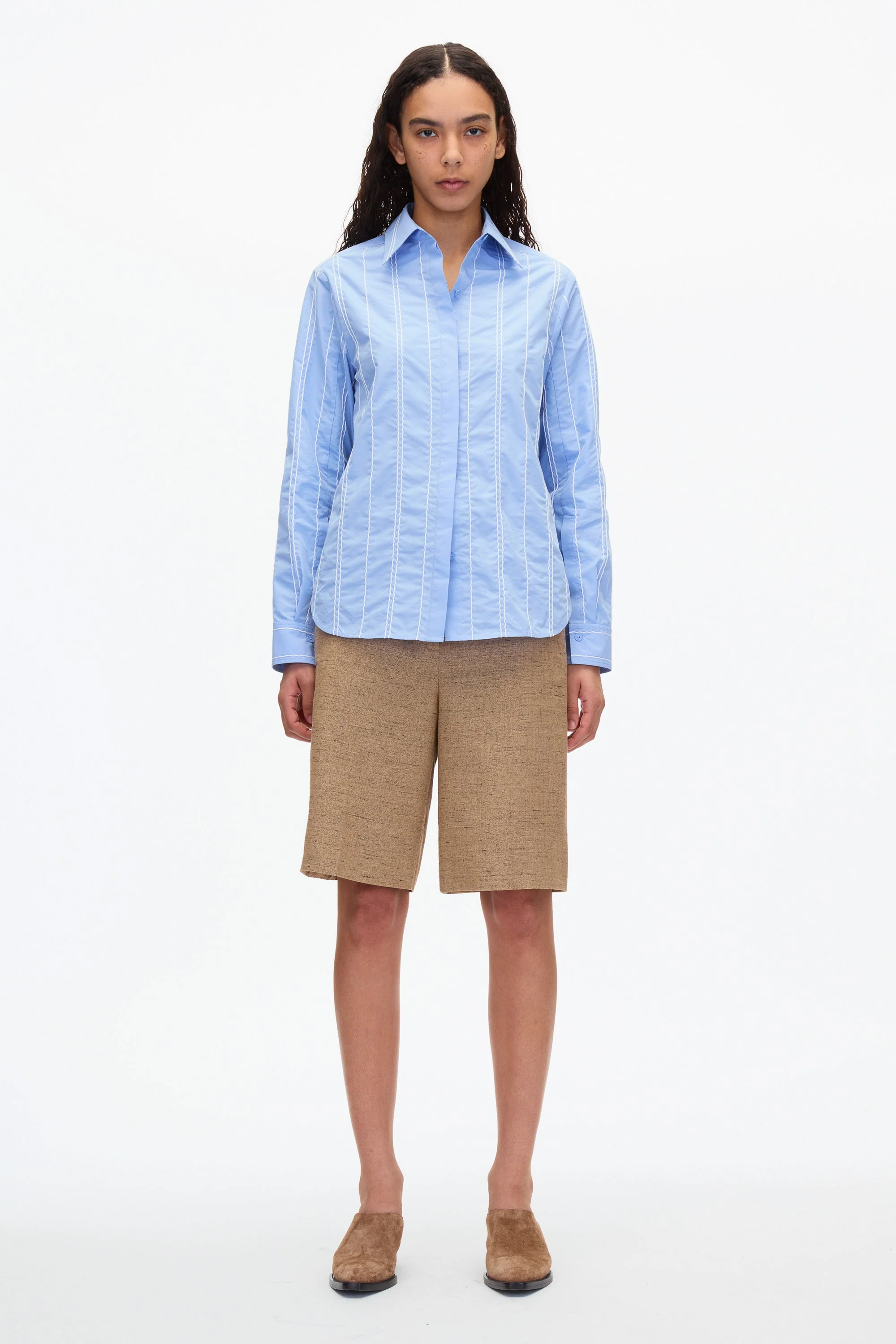 Relax Fit Poplin Shirt with Wave Embroidery - Image 5