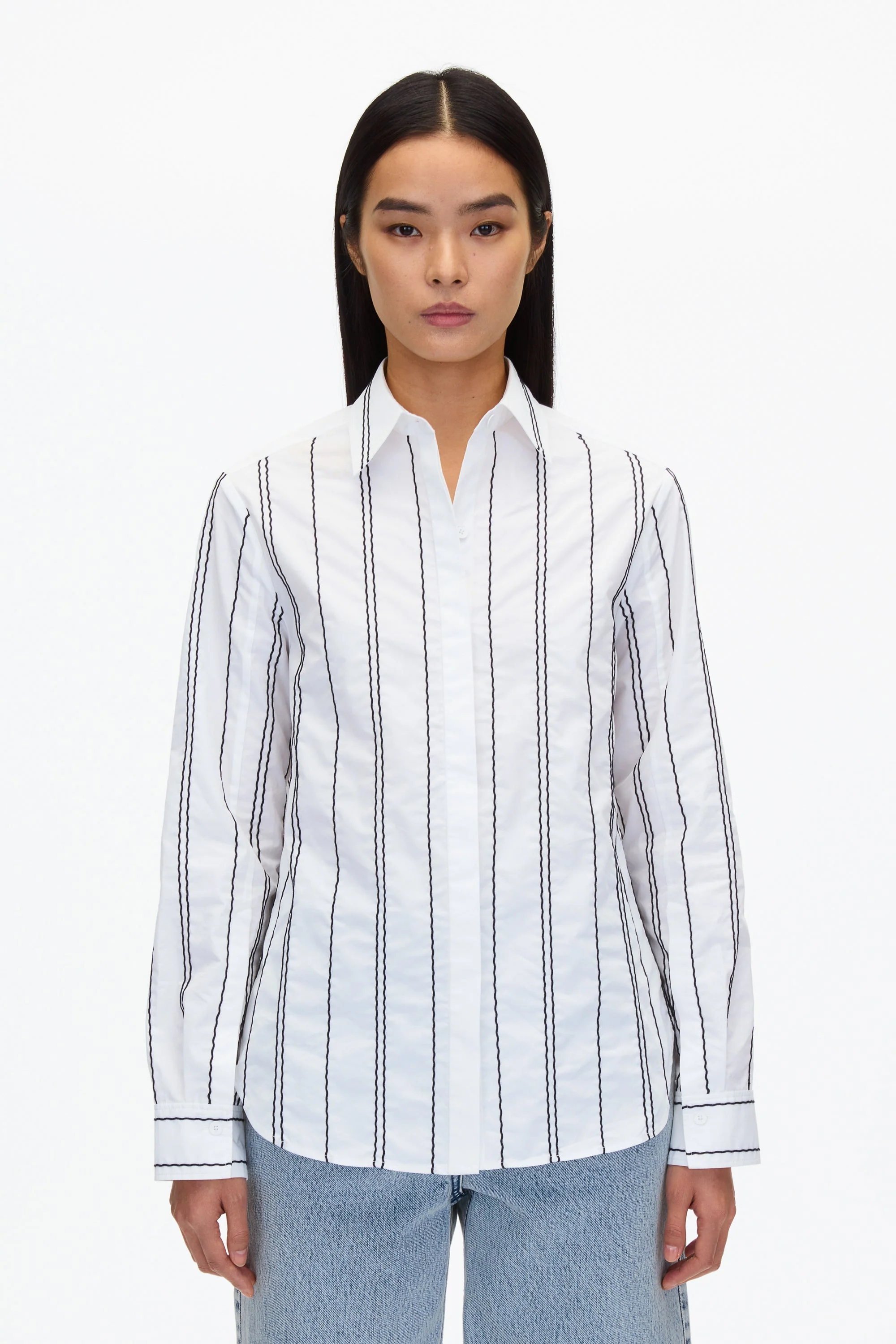 Relax Fit Poplin Shirt with Wave Embroidery - Image 7