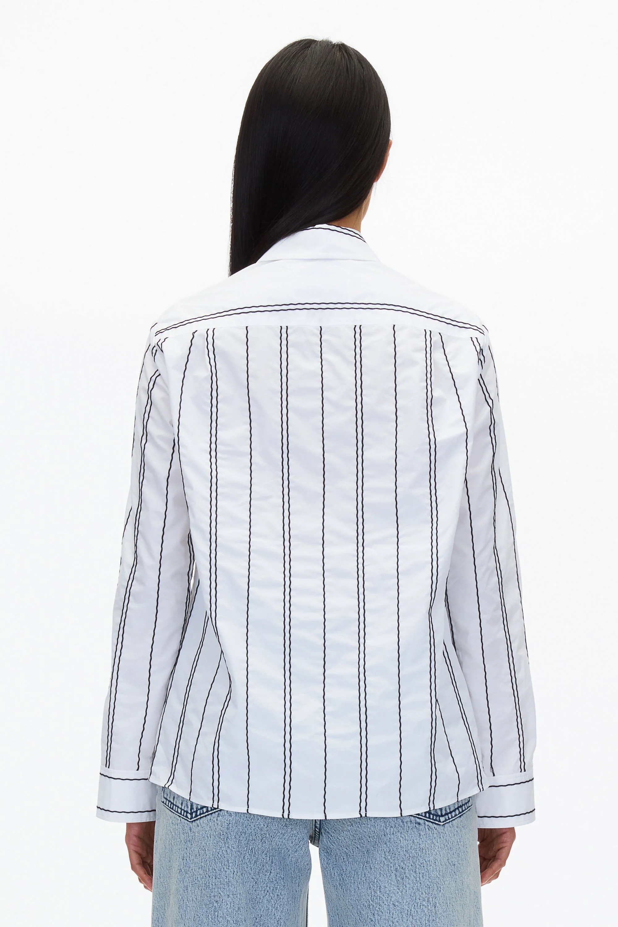 Relax Fit Poplin Shirt with Wave Embroidery - Image 9