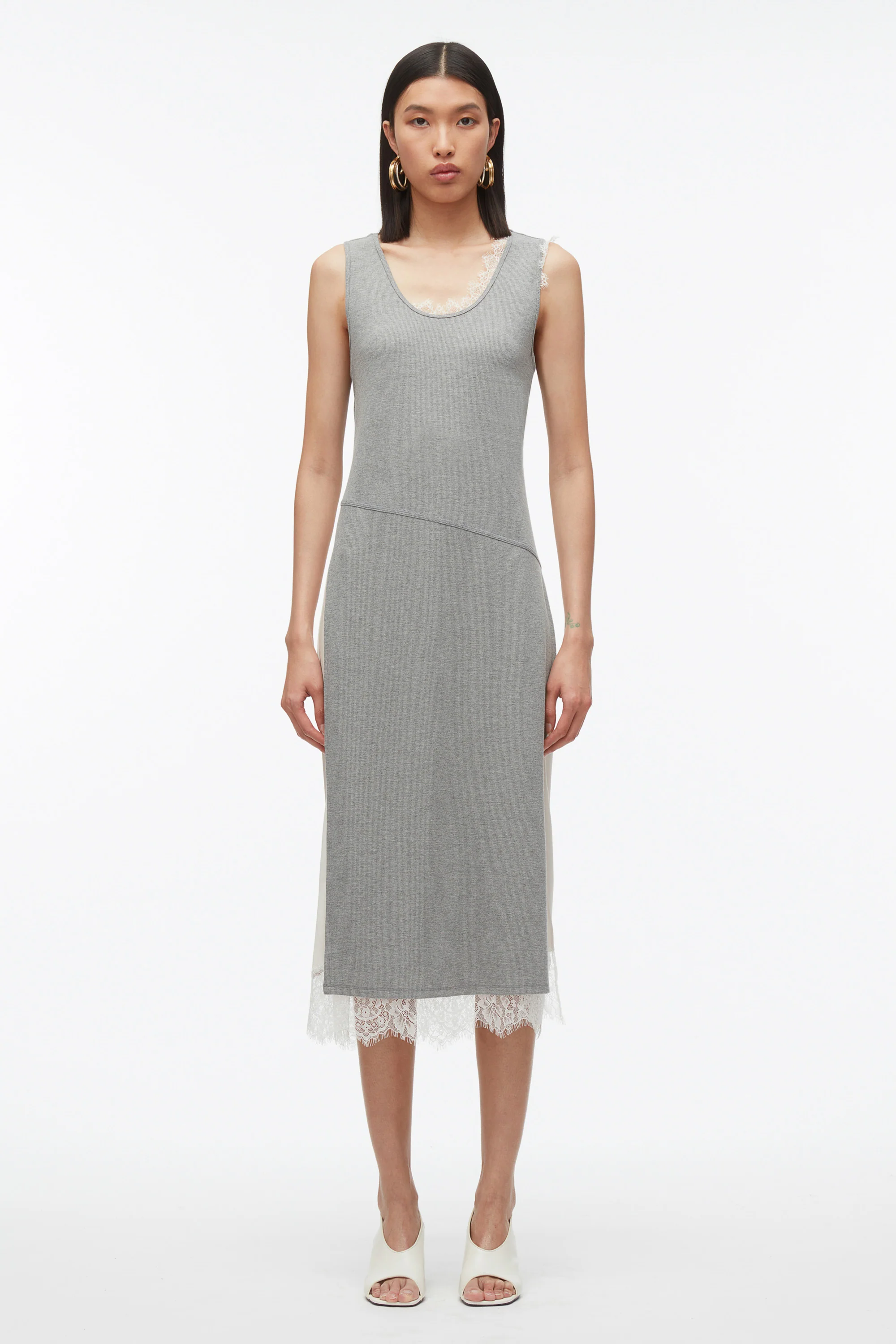 Deconstructed Tank Dress with Lace Trim - Image 11