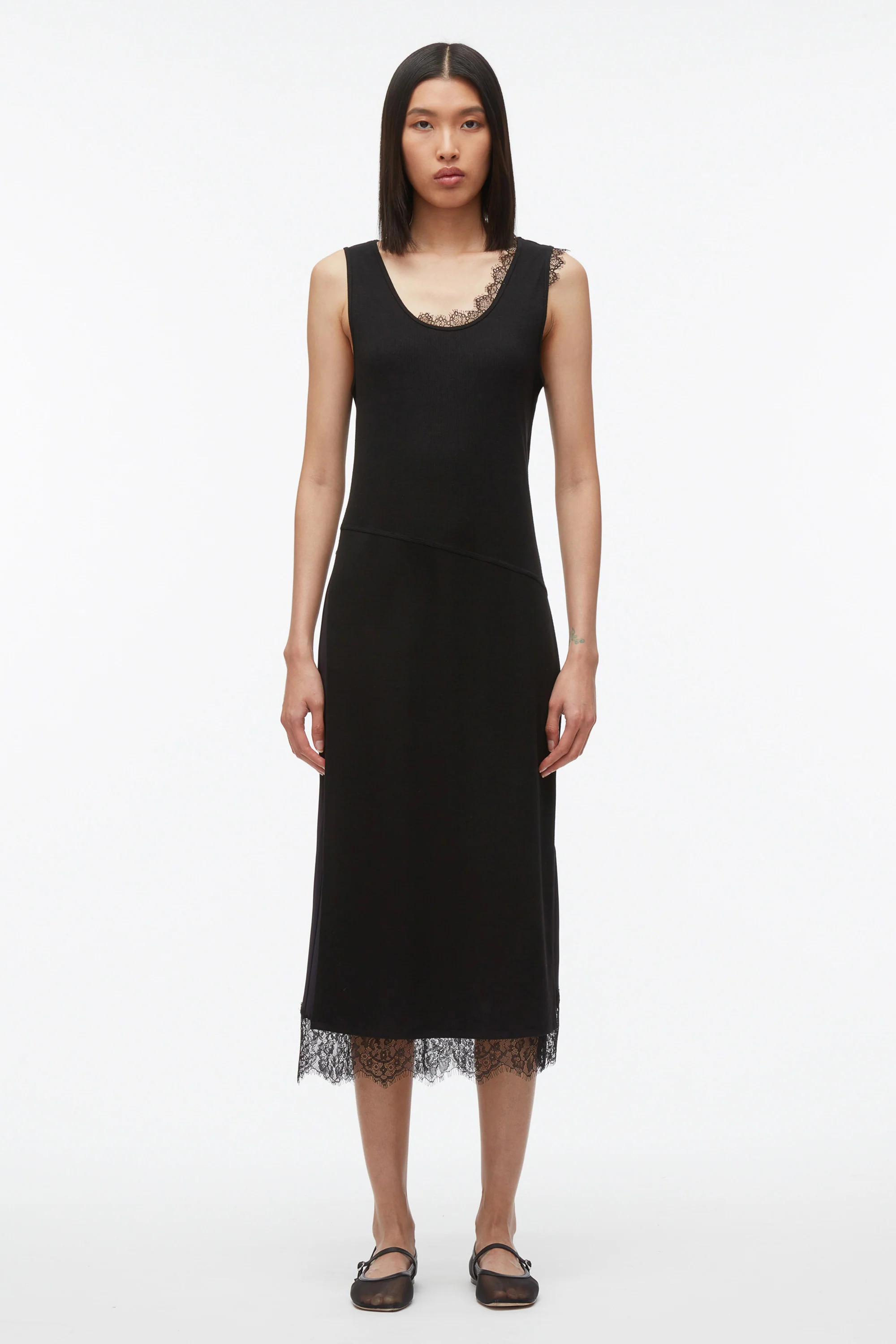 Deconstructed Tank Dress with Lace Trim - Image 5