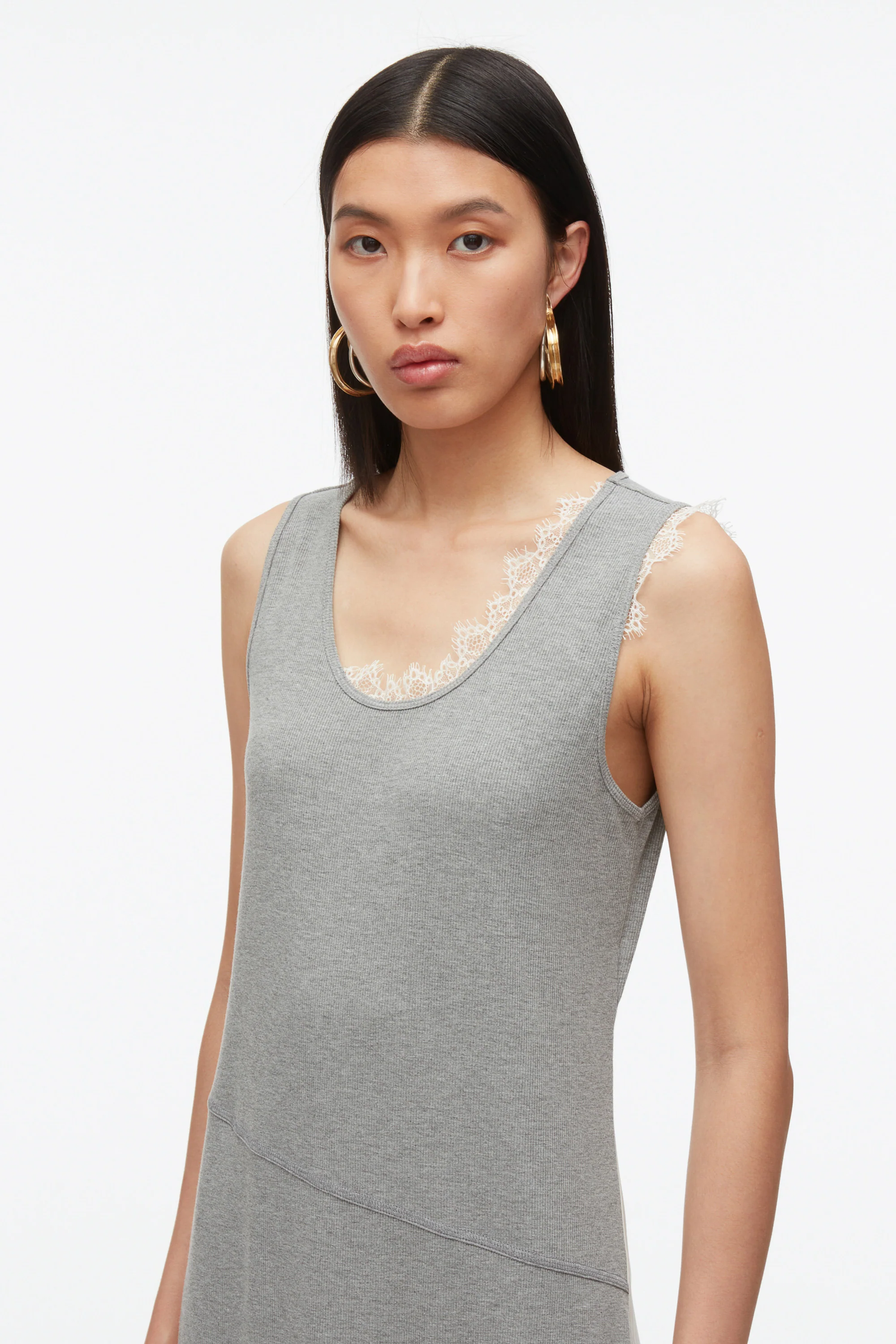 Deconstructed Tank Dress with Lace Trim - Image 7