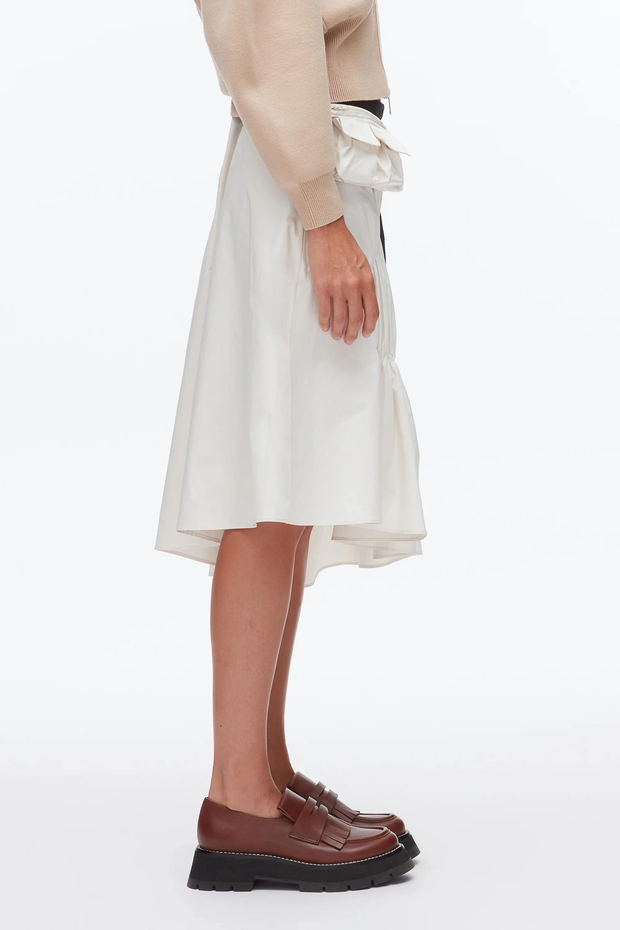 Ripstop Asymmetric Skirt with Ruching - Image 4