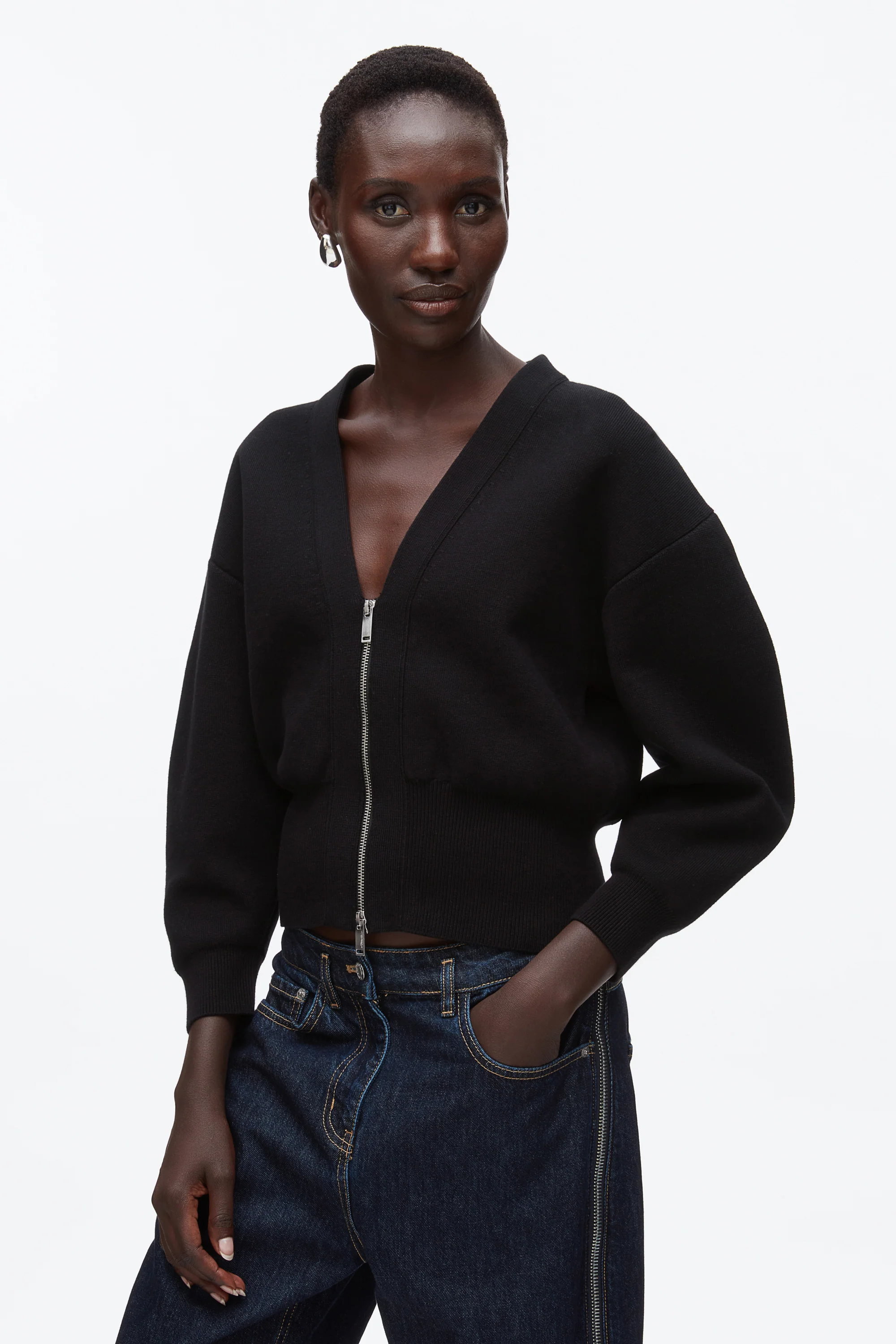 Round Sleeve Zip Cardigan - Image 12