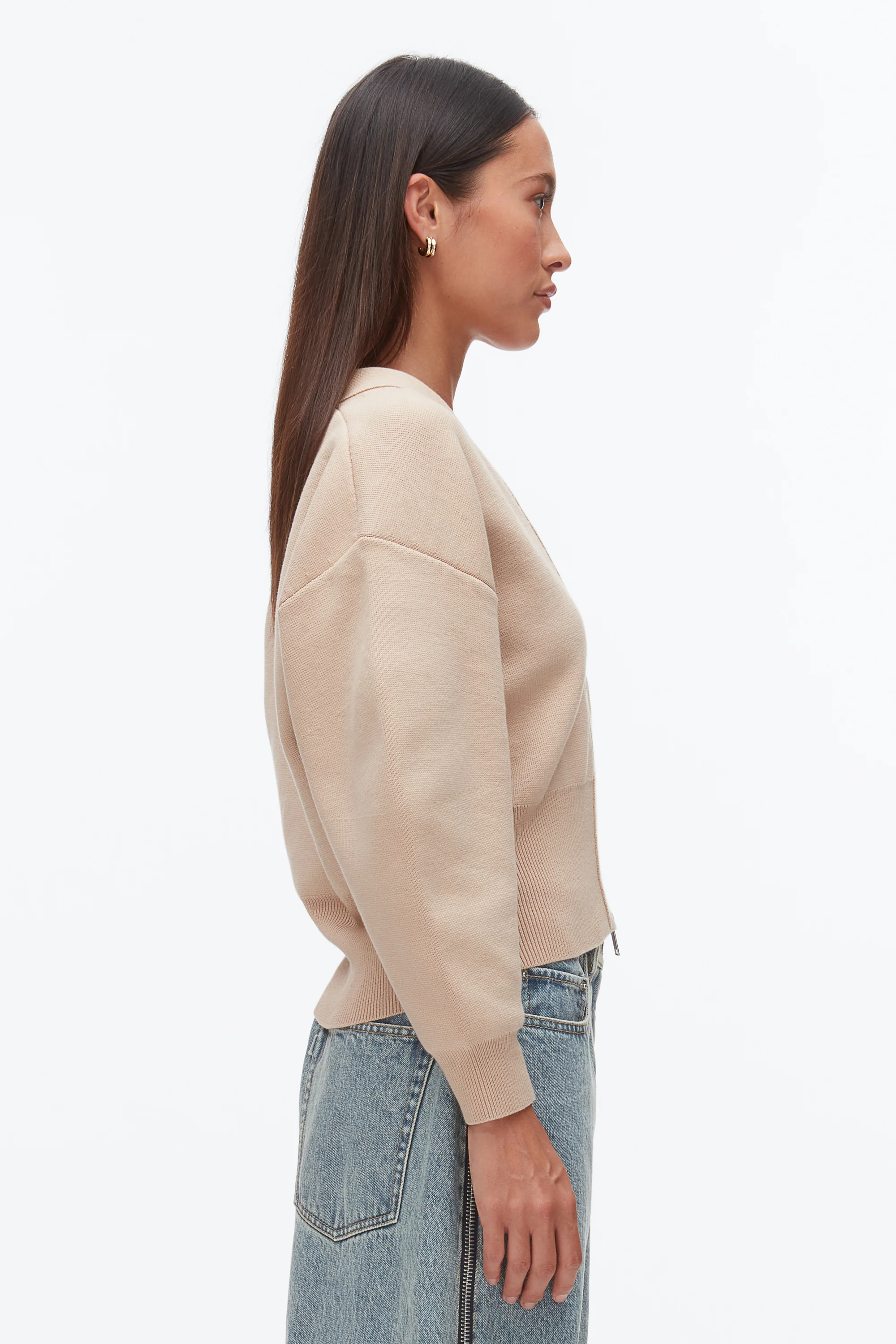 Round Sleeve Zip Cardigan - Image 4