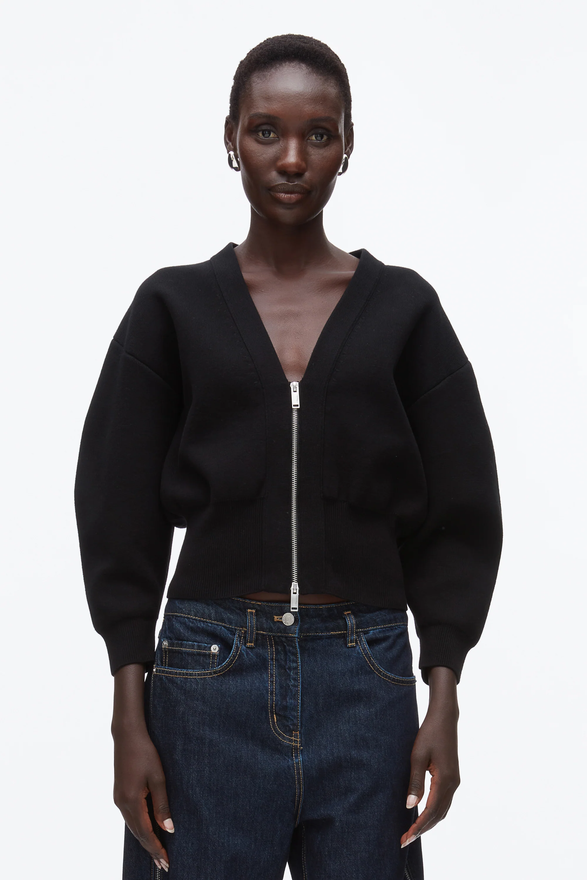 Round Sleeve Zip Cardigan - Image 9