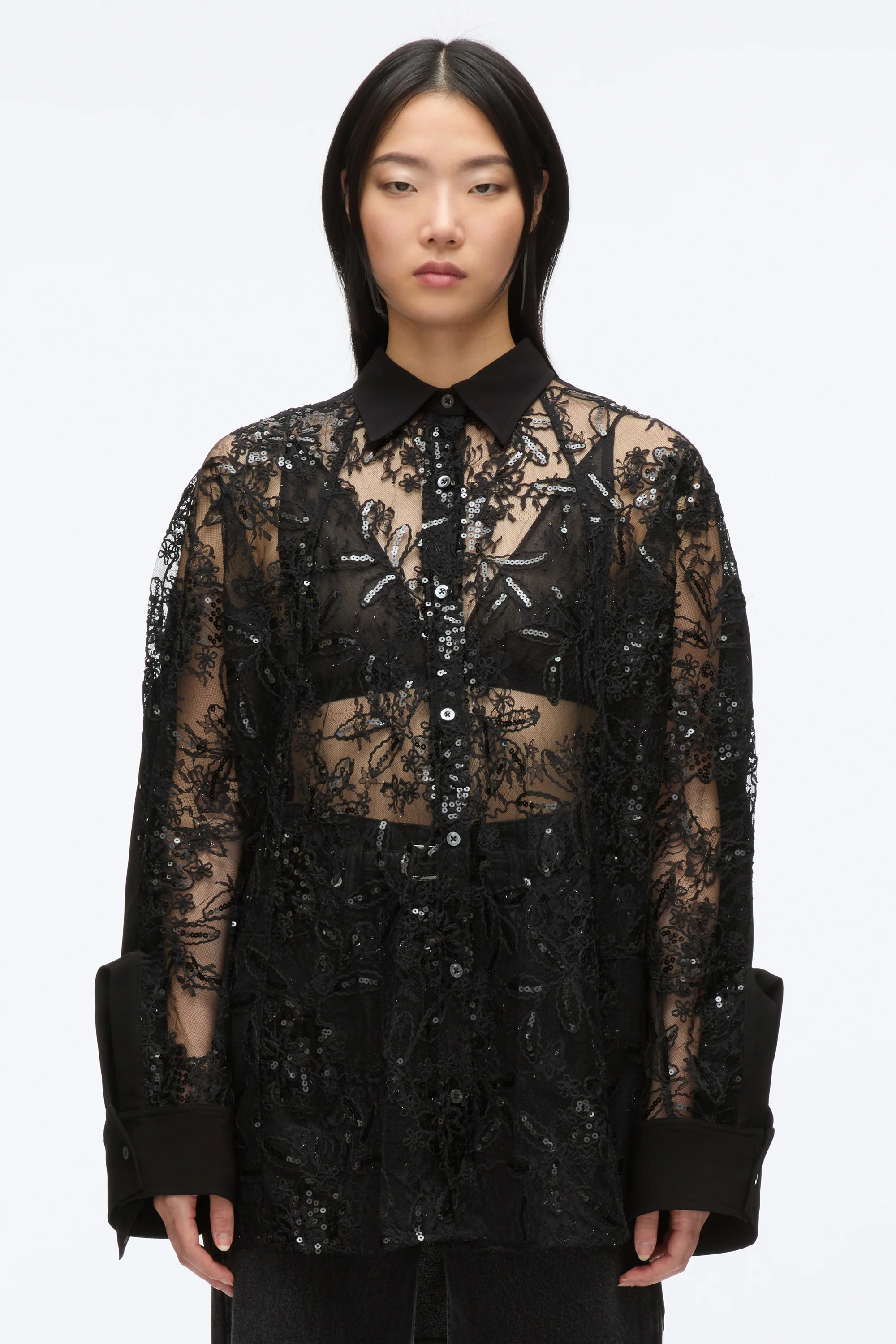 Sequin Lace Oversized Shirt - Image 3