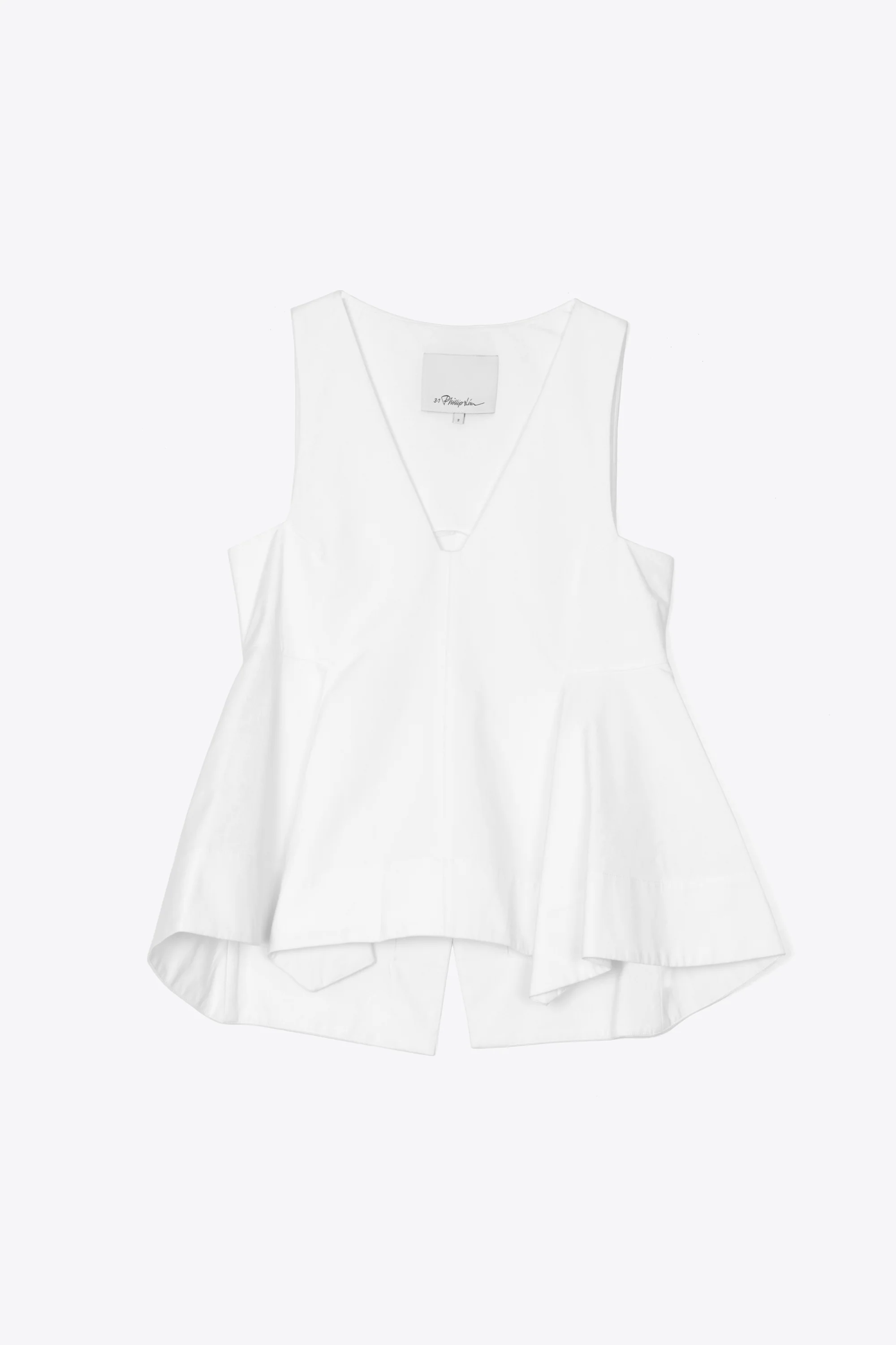 Sleevess Structured Cotton V-Neck A-Line Top - Image 2