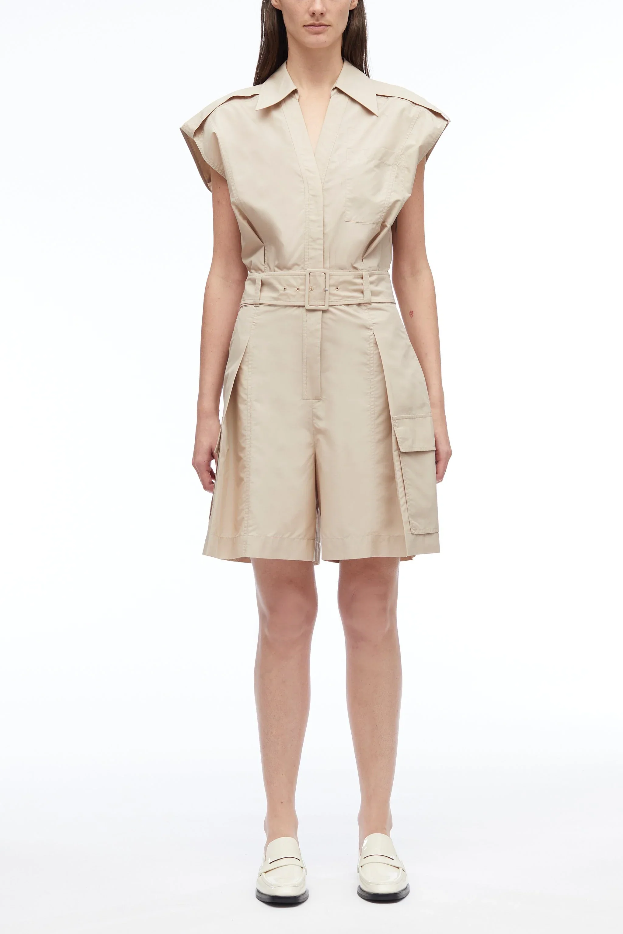 Sleeveless Utility Collared Romper