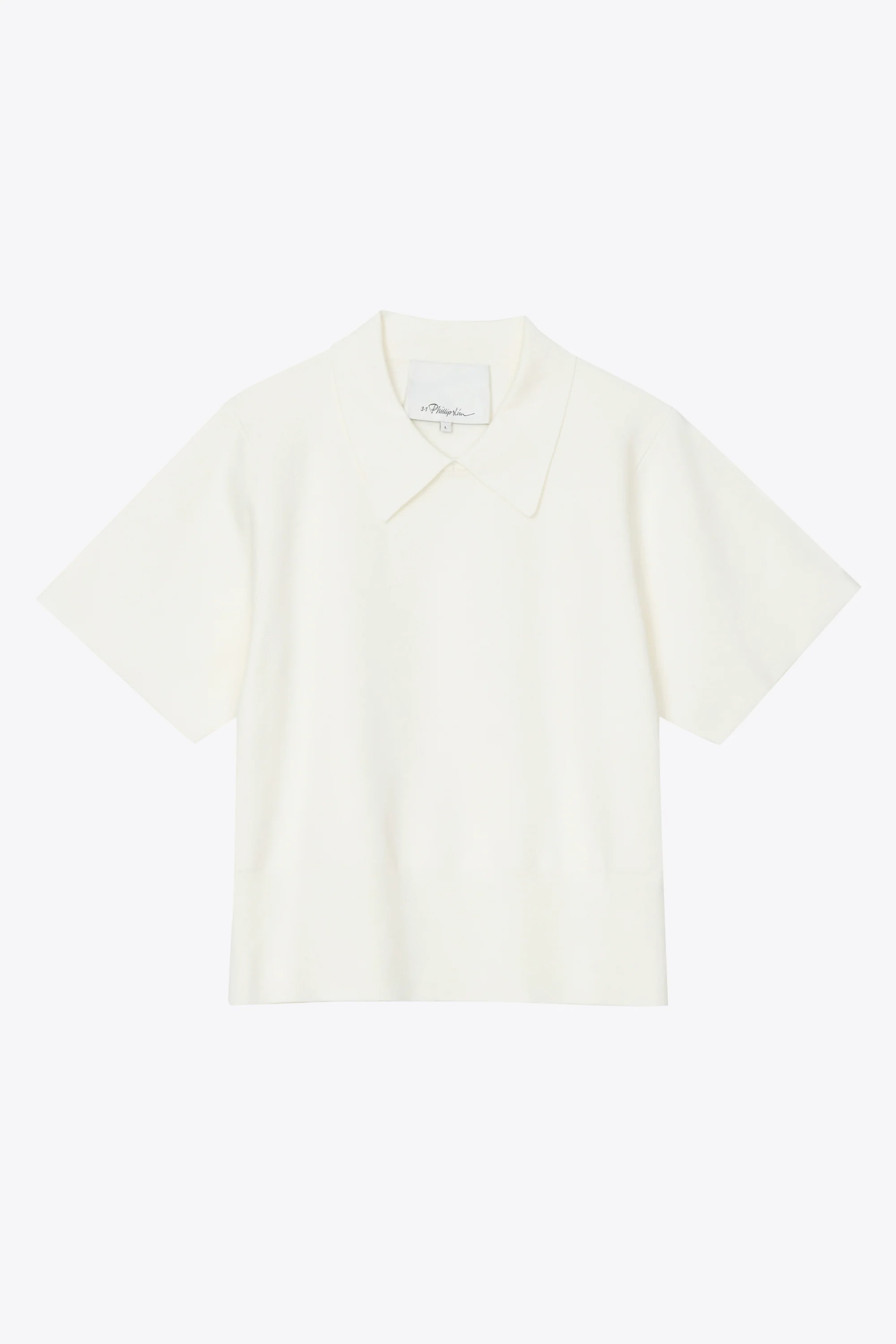 Short Sleeve Cotton Blend Crepe Shirt Collar Pullover - Image 2