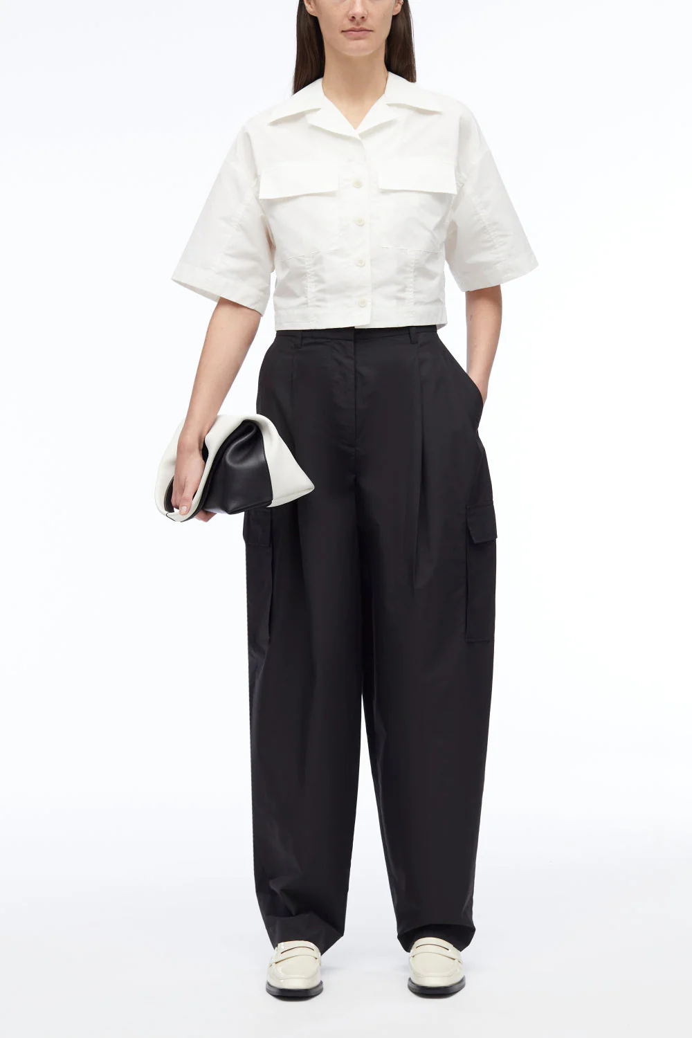Short Sleeve Cropped Poplin Shirt - Image 2