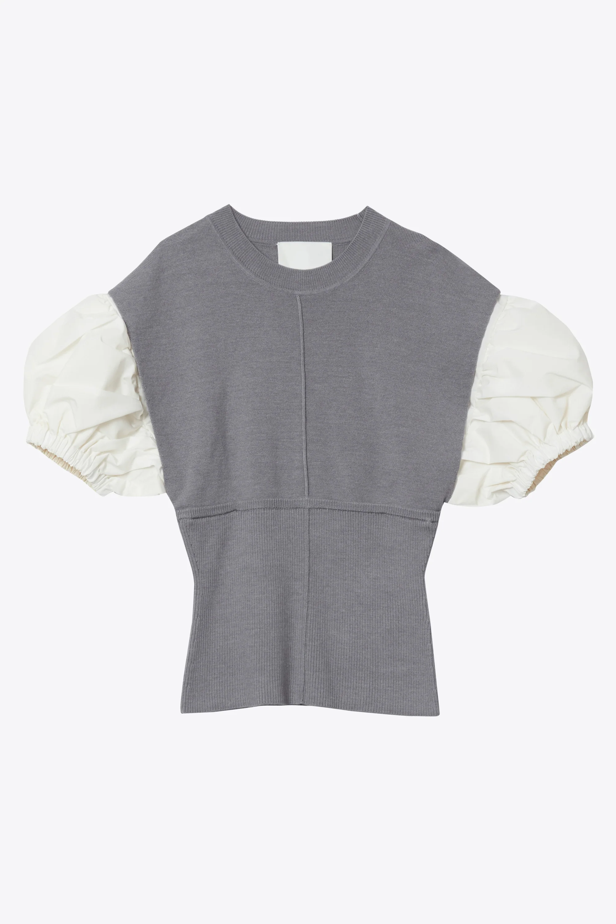 Poplin Combo Puff Sleeve Top