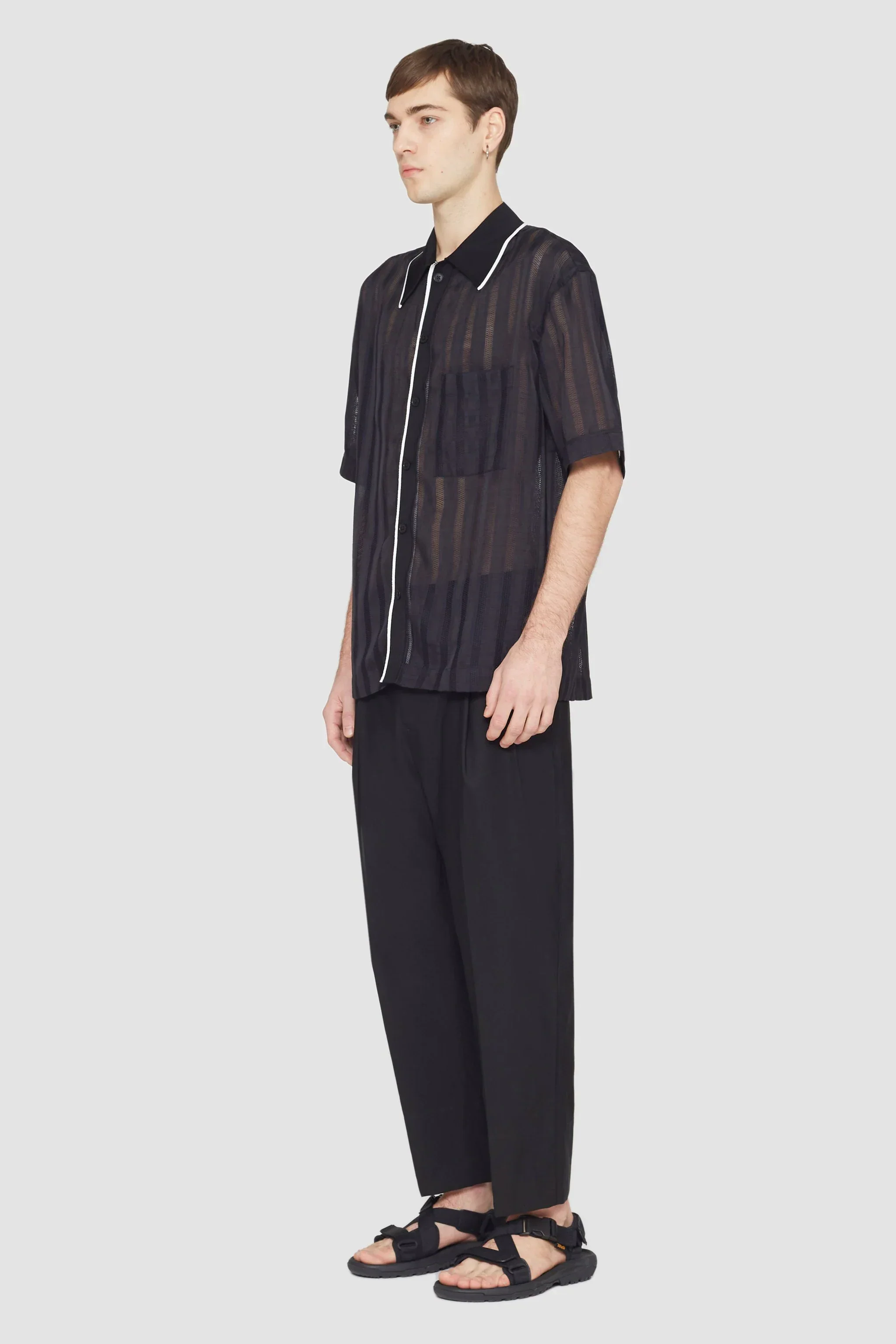 Short Sleeve Sheer Bowling Shirt - Image 3