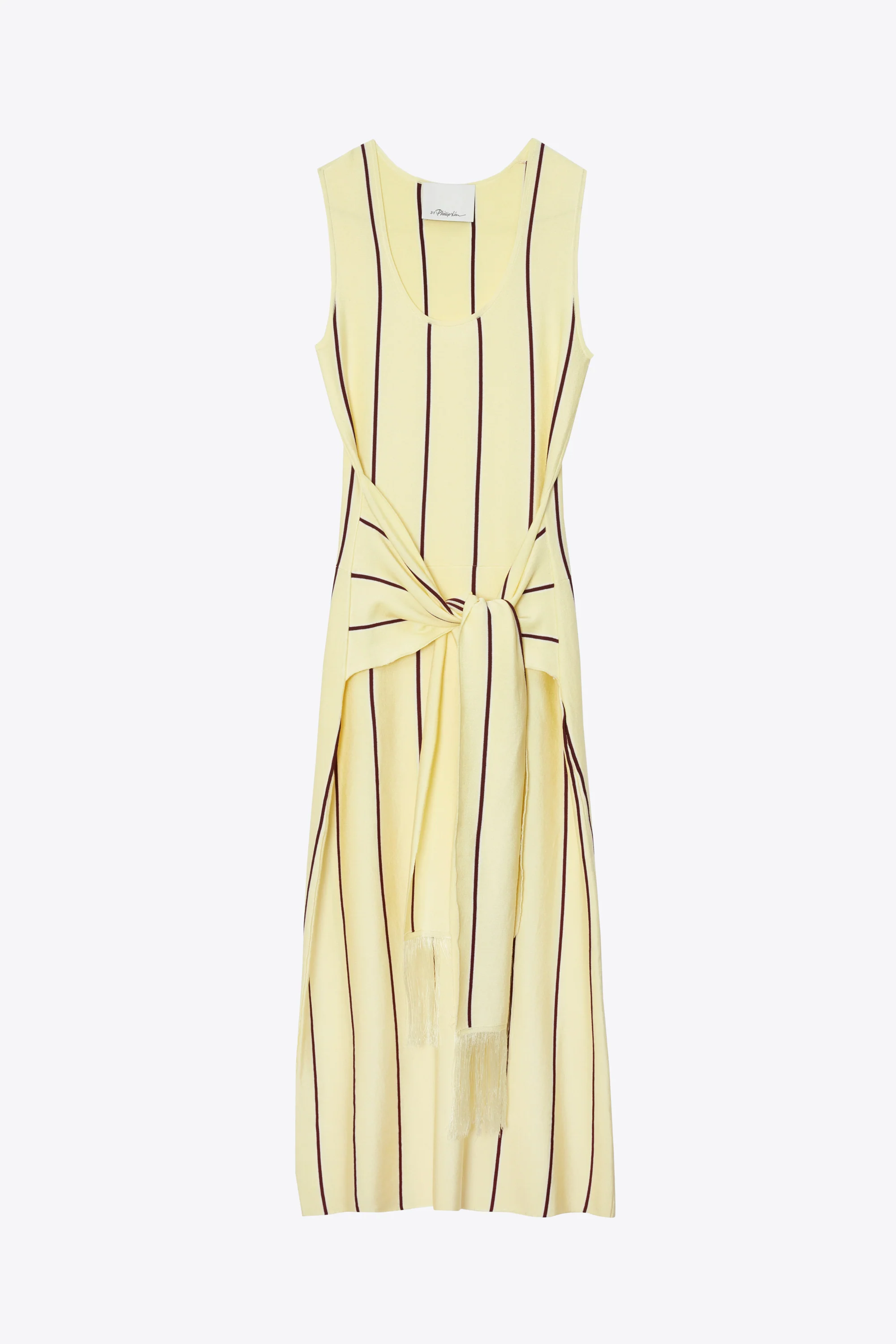 Stripe Midi Dress with Fringe Waist Tie - Image 7