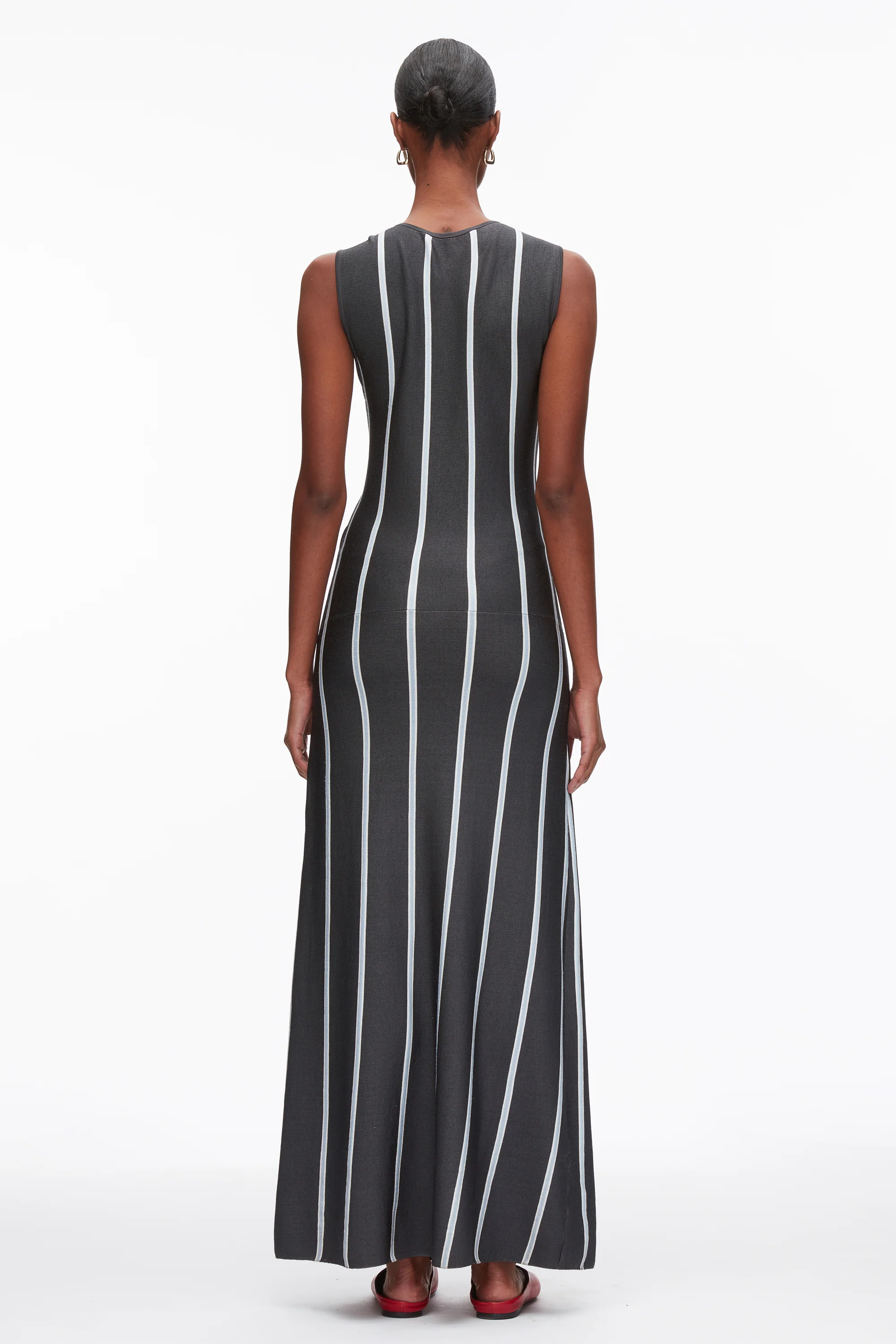 Stripe Midi Dress with Fringe Waist Tie - Image 11