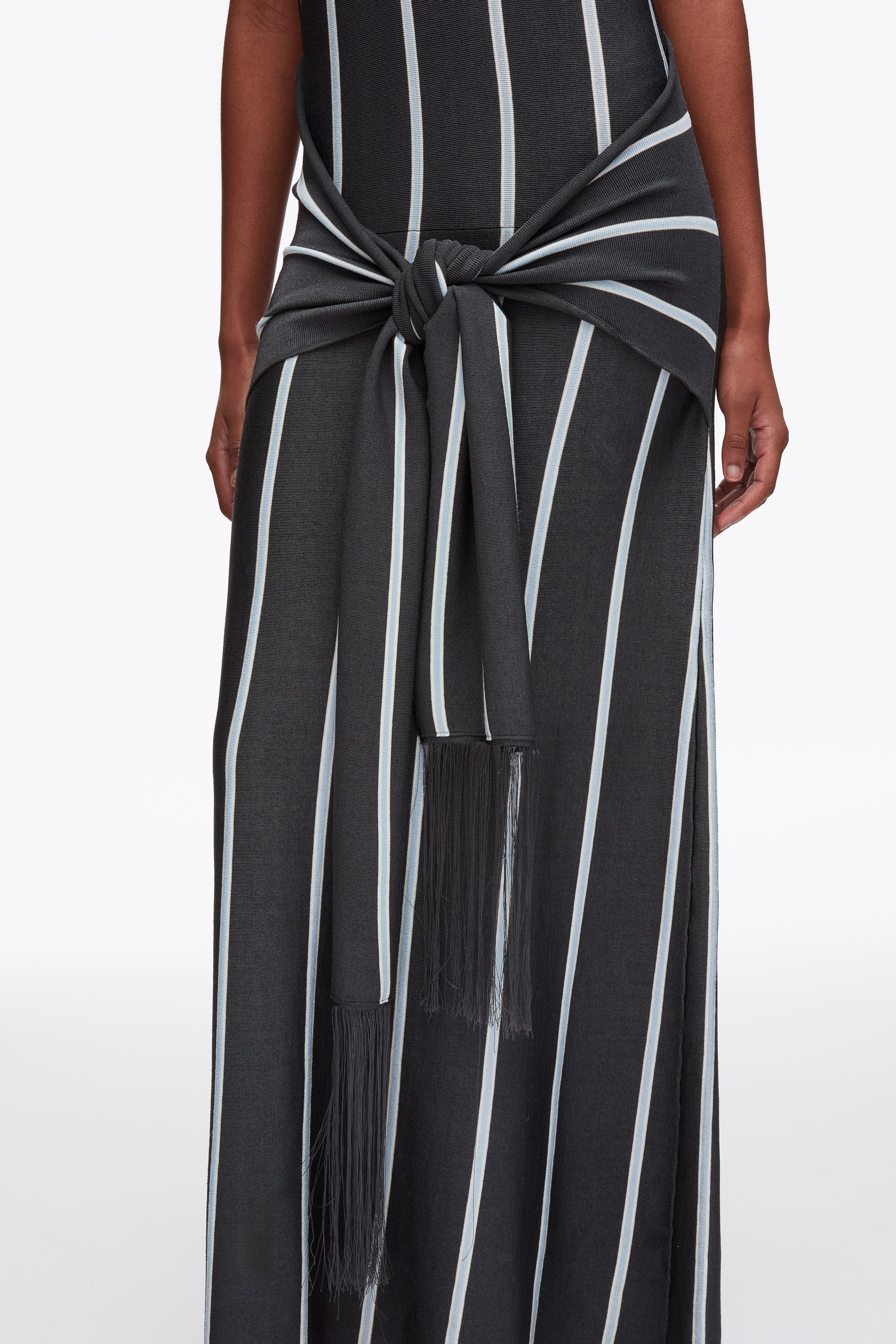 Stripe Midi Dress with Fringe Waist Tie - Image 14
