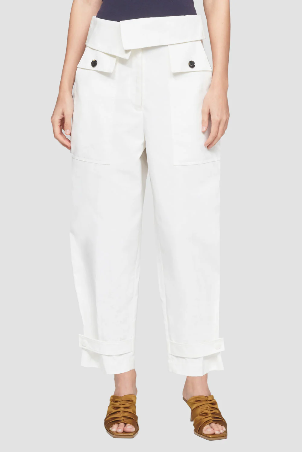 Structured Cotton Banana Trousers - Image 2