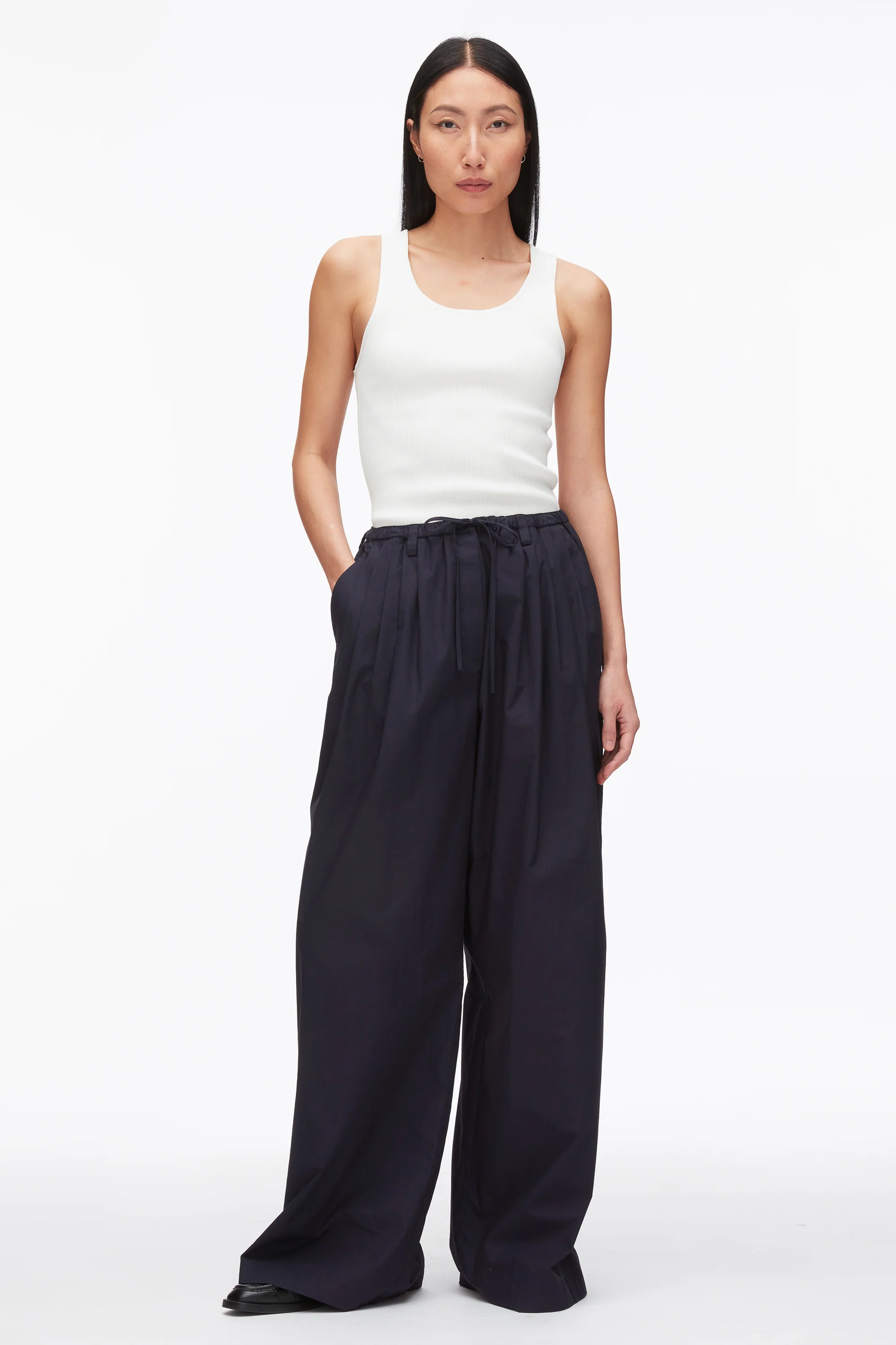 Structured Cotton Pull On Straight Leg Pants - Image 10
