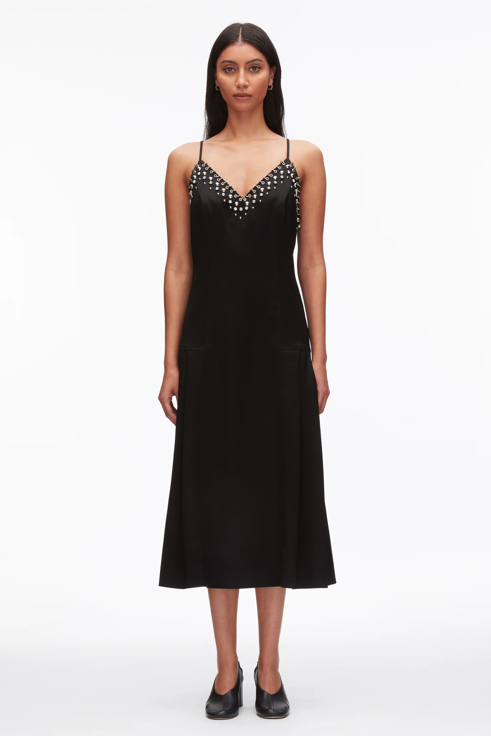 Studded Satin Pleated Cami Midi Dress - Image 9
