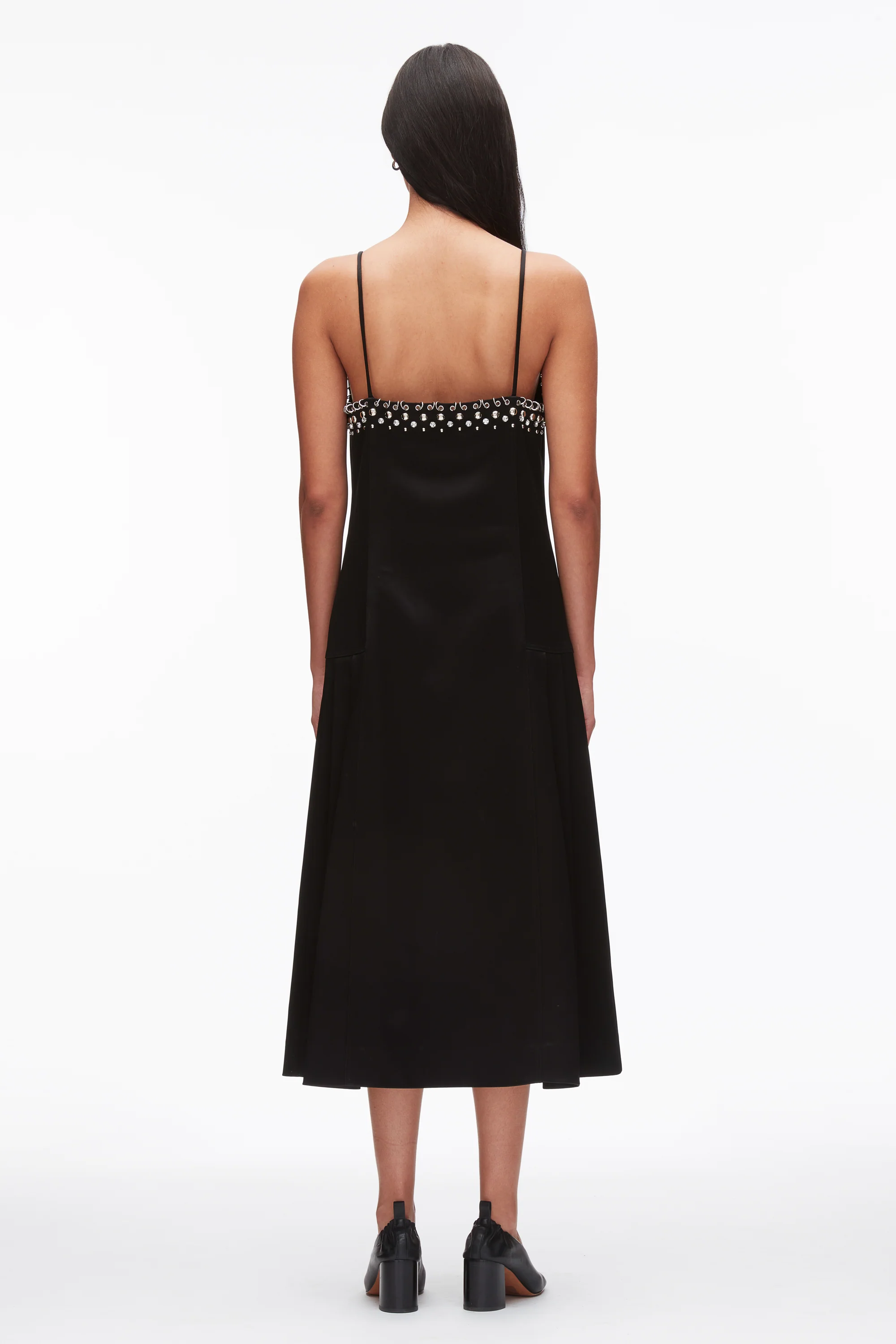 Studded Satin Pleated Cami Midi Dress - Image 11
