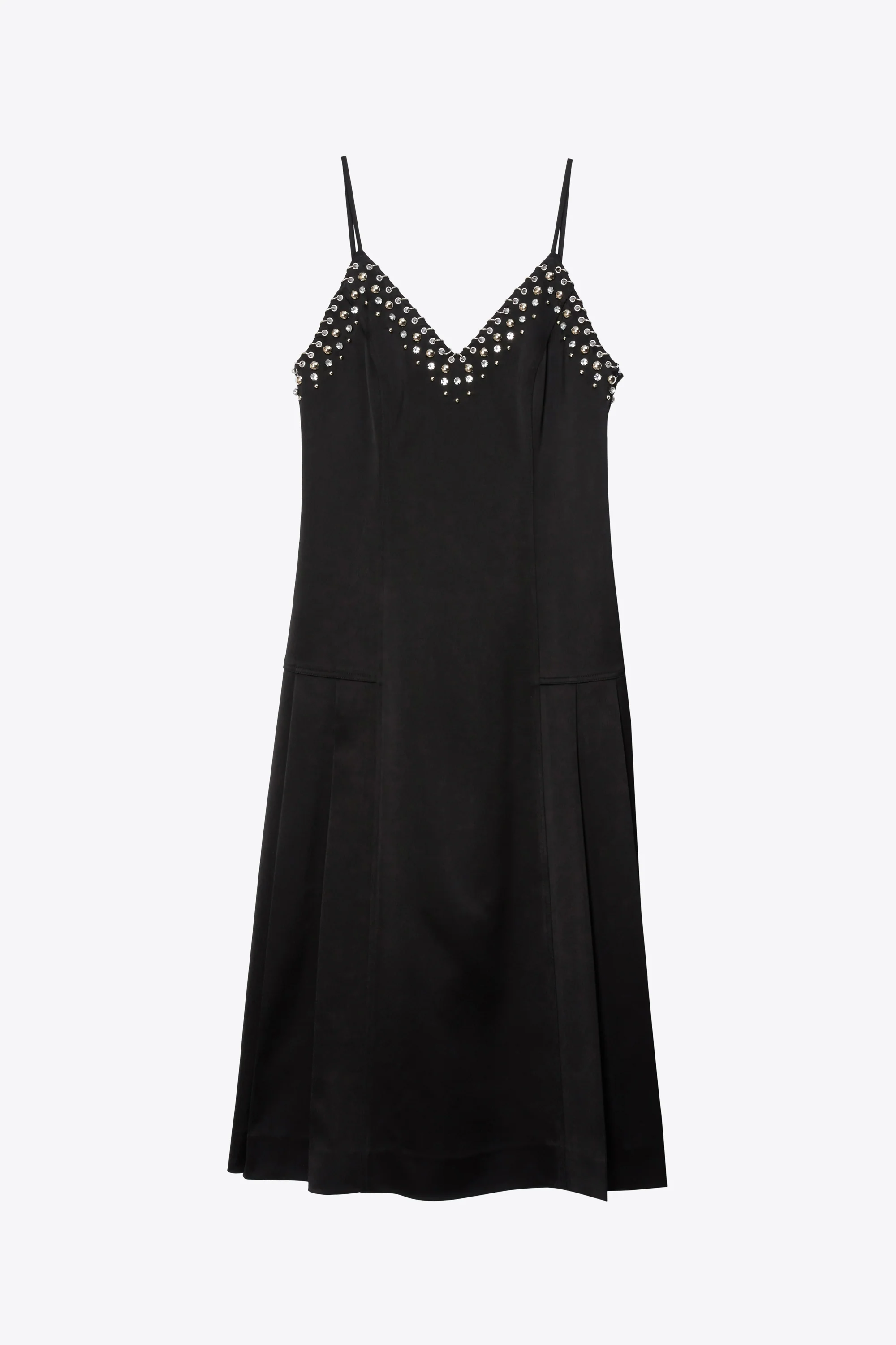 Studded Satin Pleated Cami Midi Dress - Image 14
