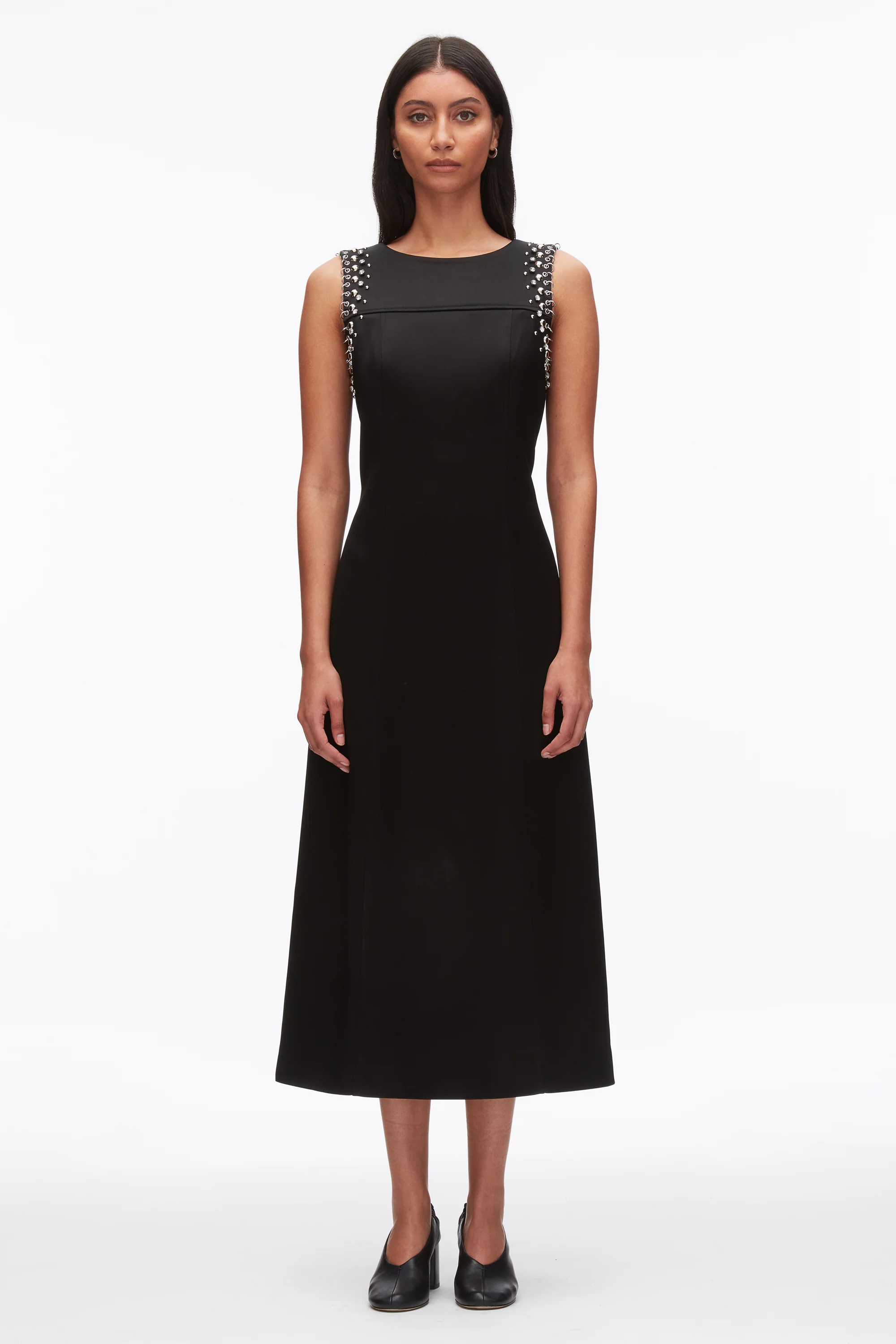 Studded Satin Sleeveless Midi Dress - Image 2