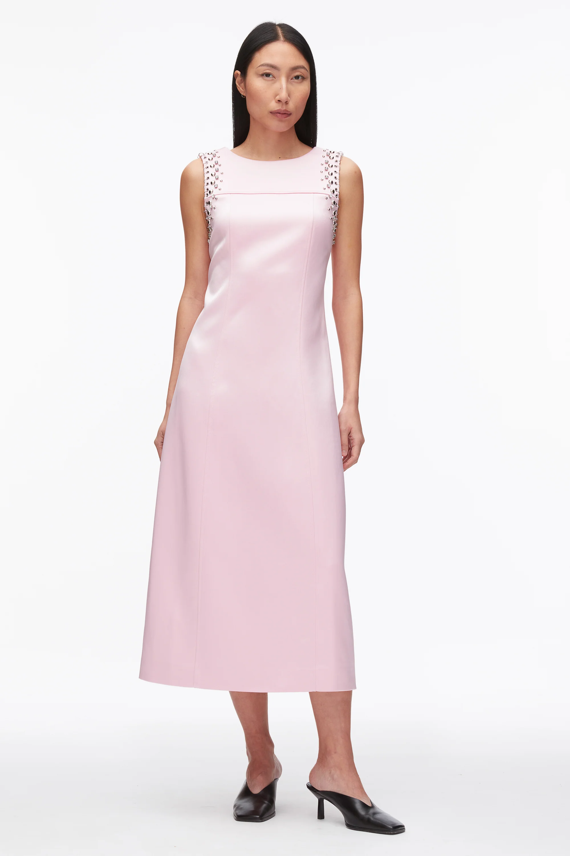 Studded Satin Sleeveless Midi Dress - Image 8