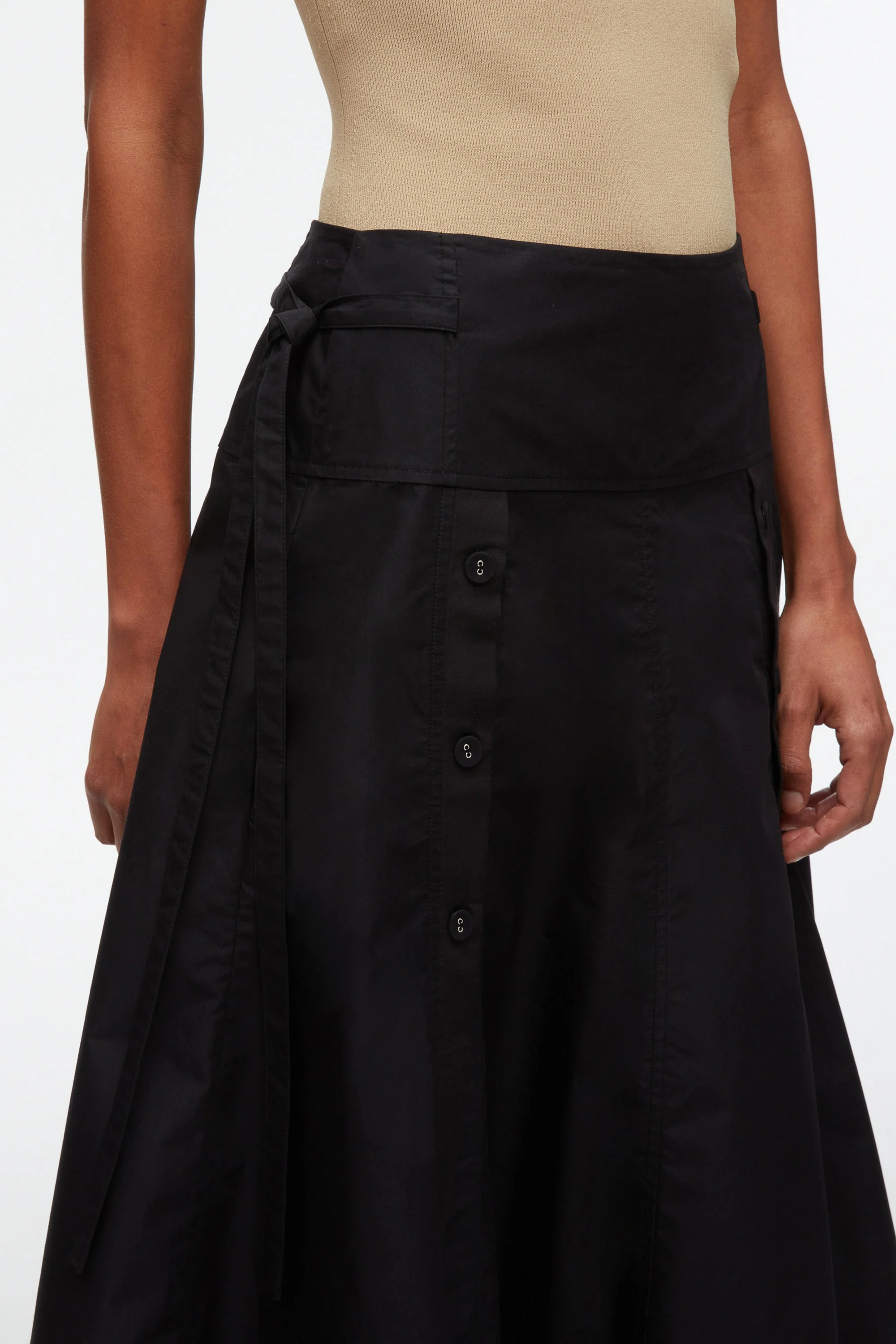Button Front Tie Waist Midi Skirt - Image 11