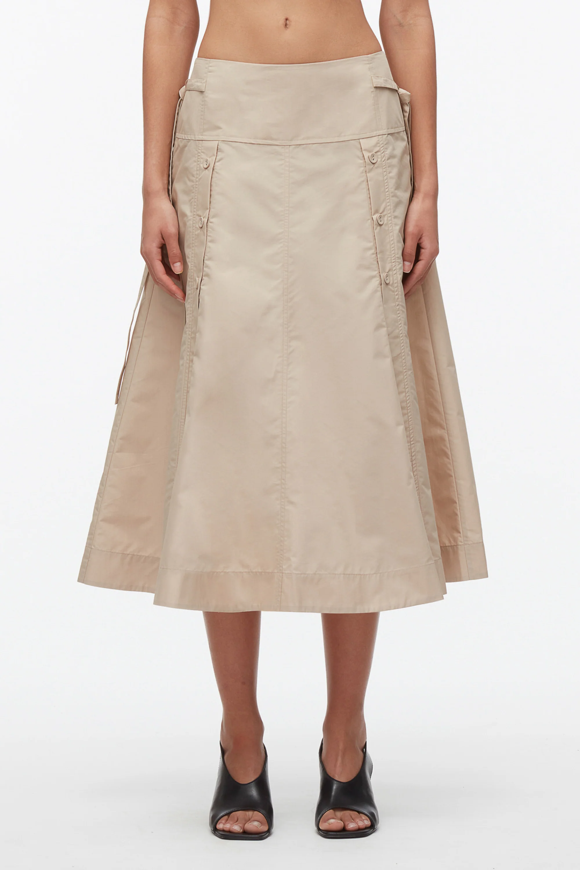 Button Front Tie Waist Midi Skirt - Image 3