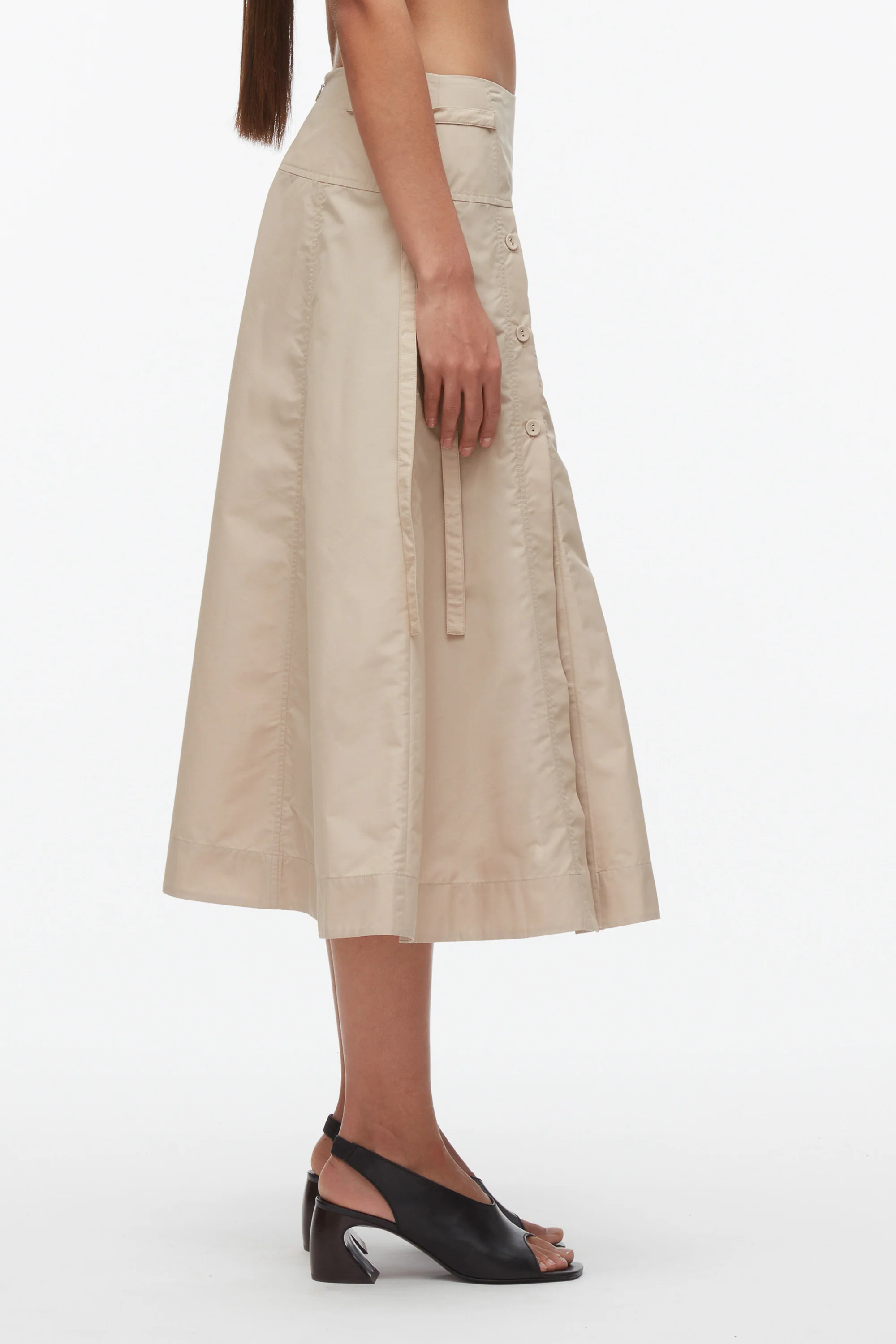 Button Front Tie Waist Midi Skirt - Image 4