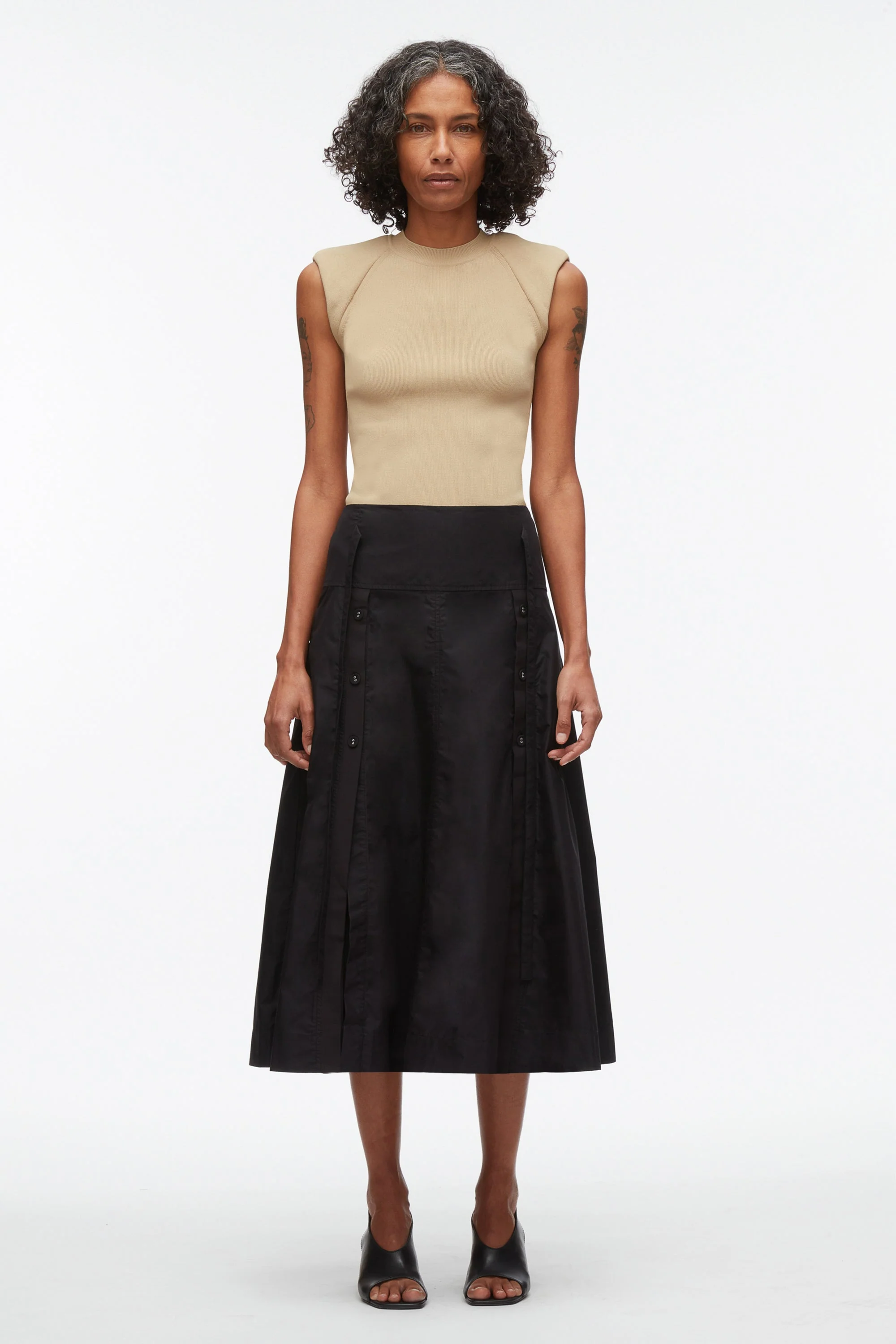 Button Front Tie Waist Midi Skirt - Image 7