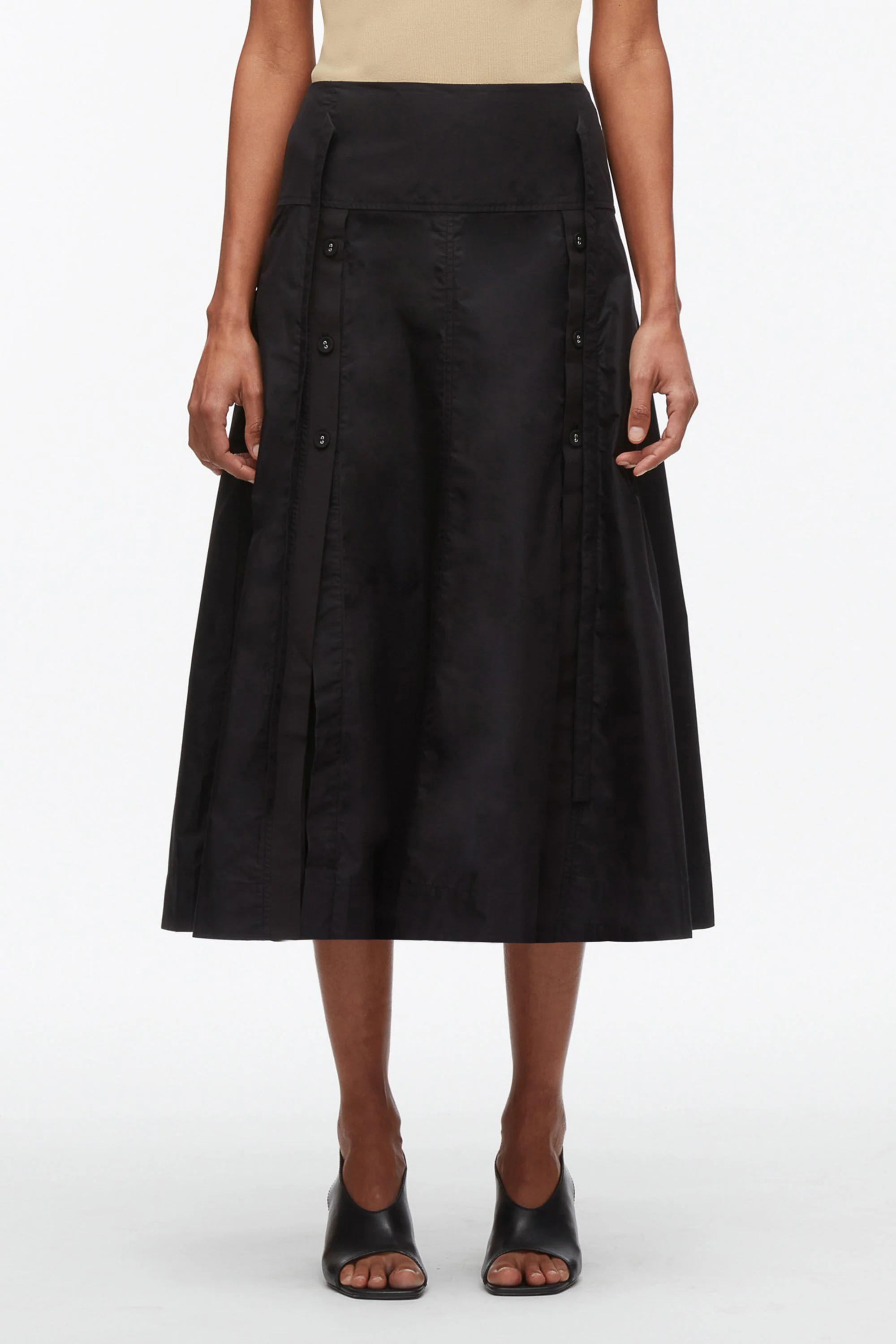 Button Front Tie Waist Midi Skirt - Image 8