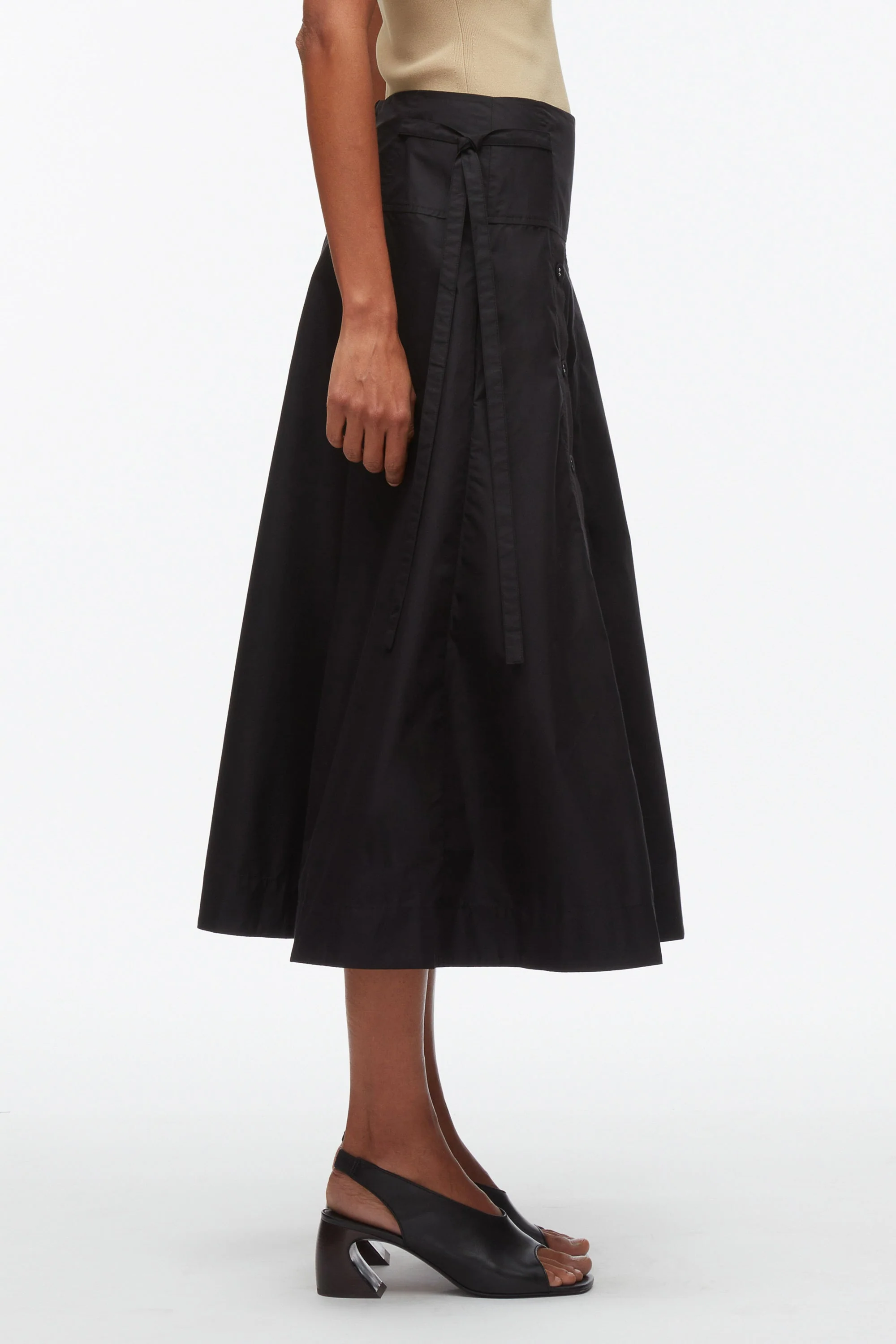 Button Front Tie Waist Midi Skirt - Image 9