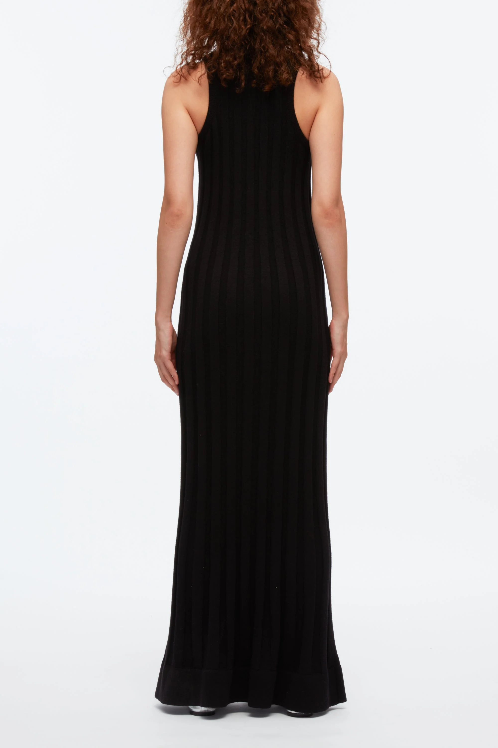 Traveling Rib Knit Mockneck Sleeveless Dress - Image 3