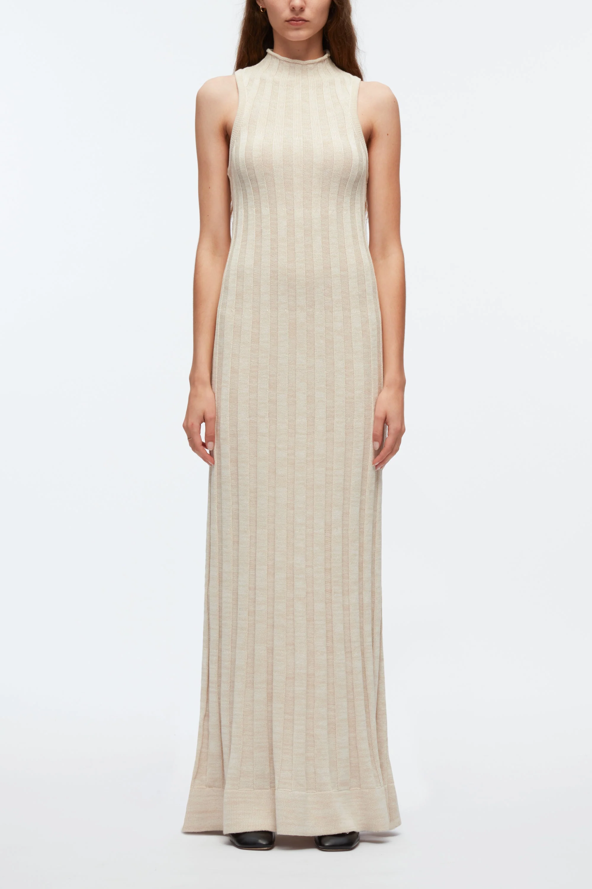 Traveling Rib Knit Mockneck Sleeveless Dress - Image 5