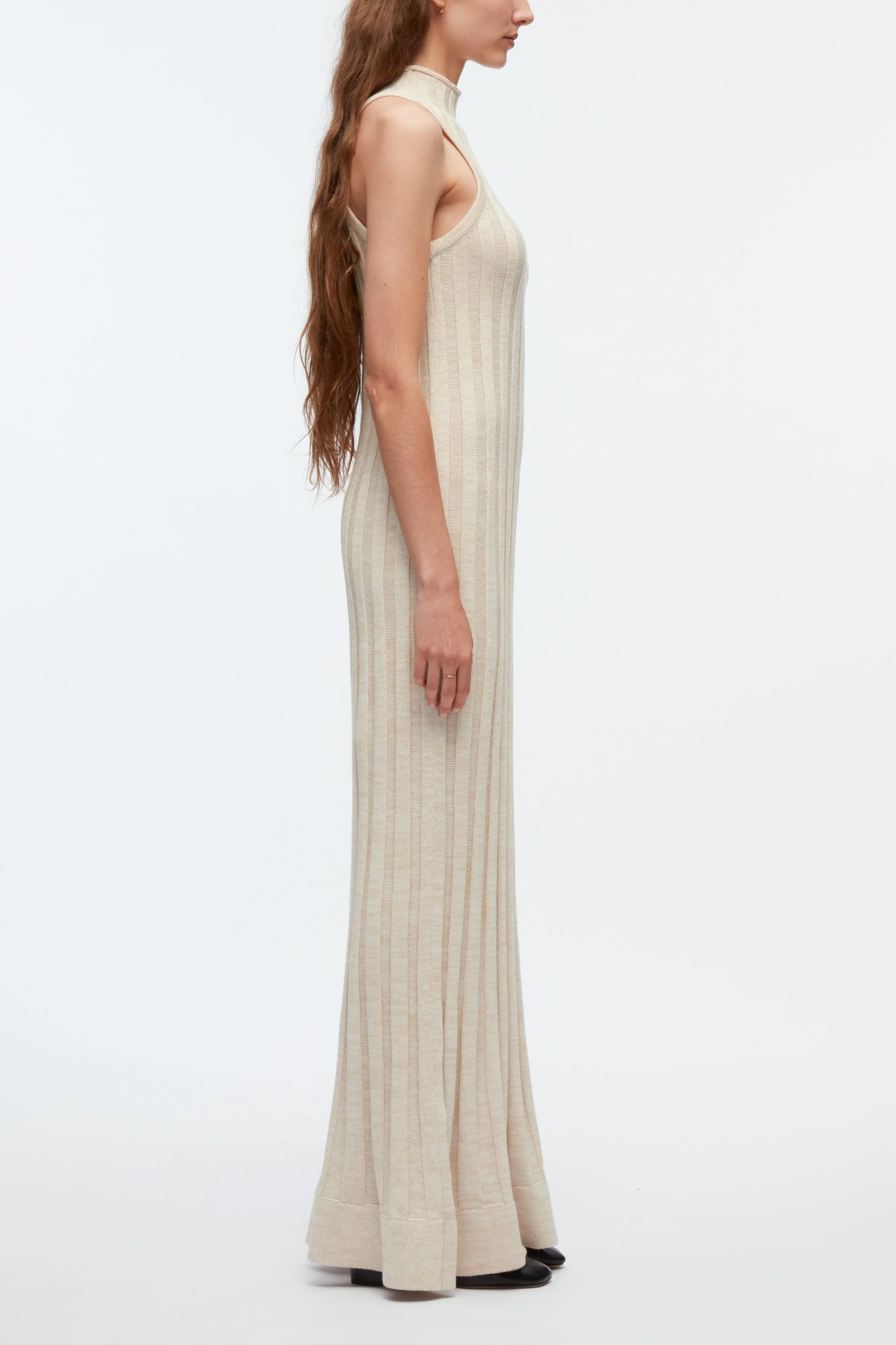 Traveling Rib Knit Mockneck Sleeveless Dress - Image 6
