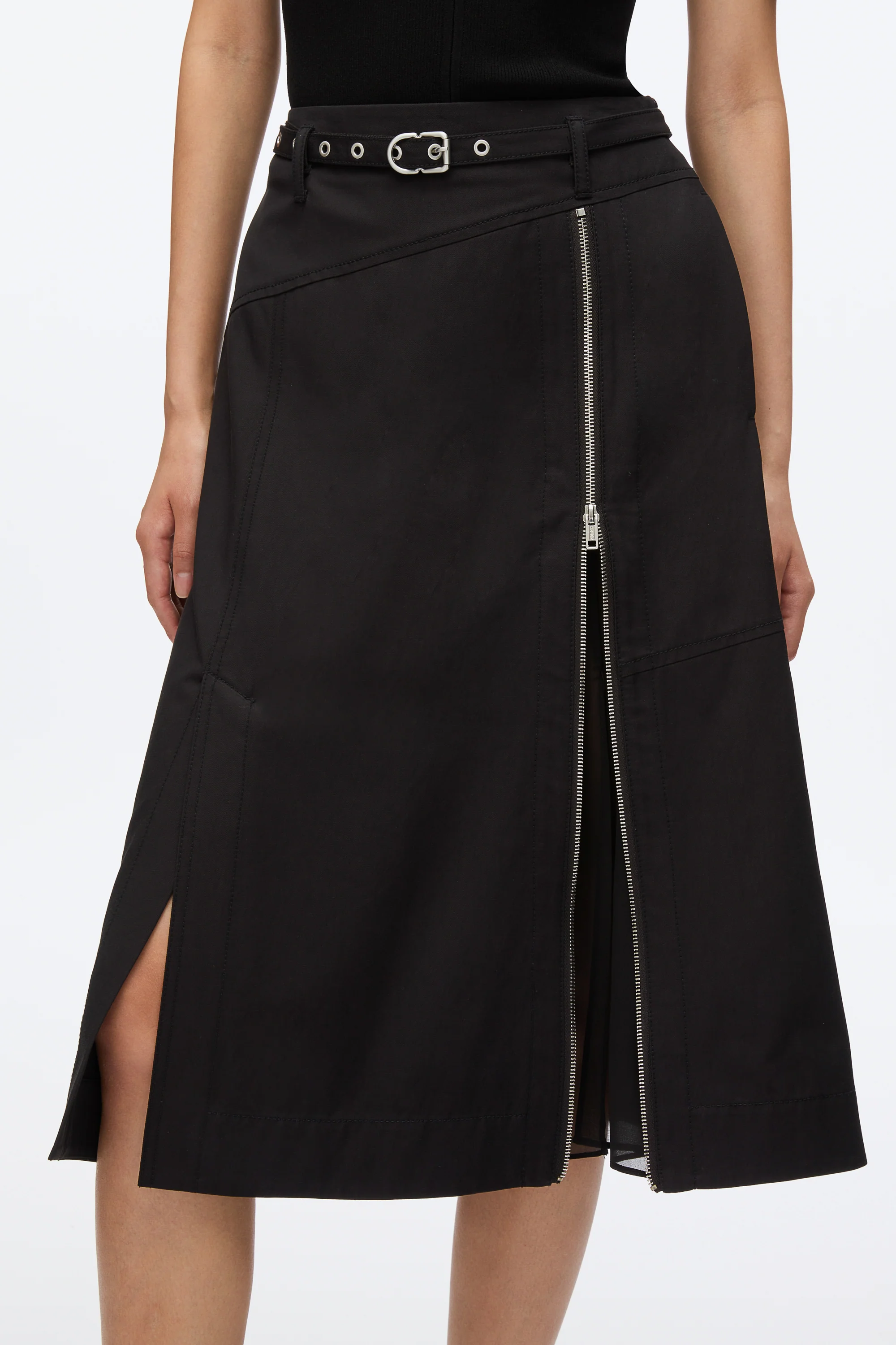 Utility Skirt with Zip Chiffon Godet - Image 10