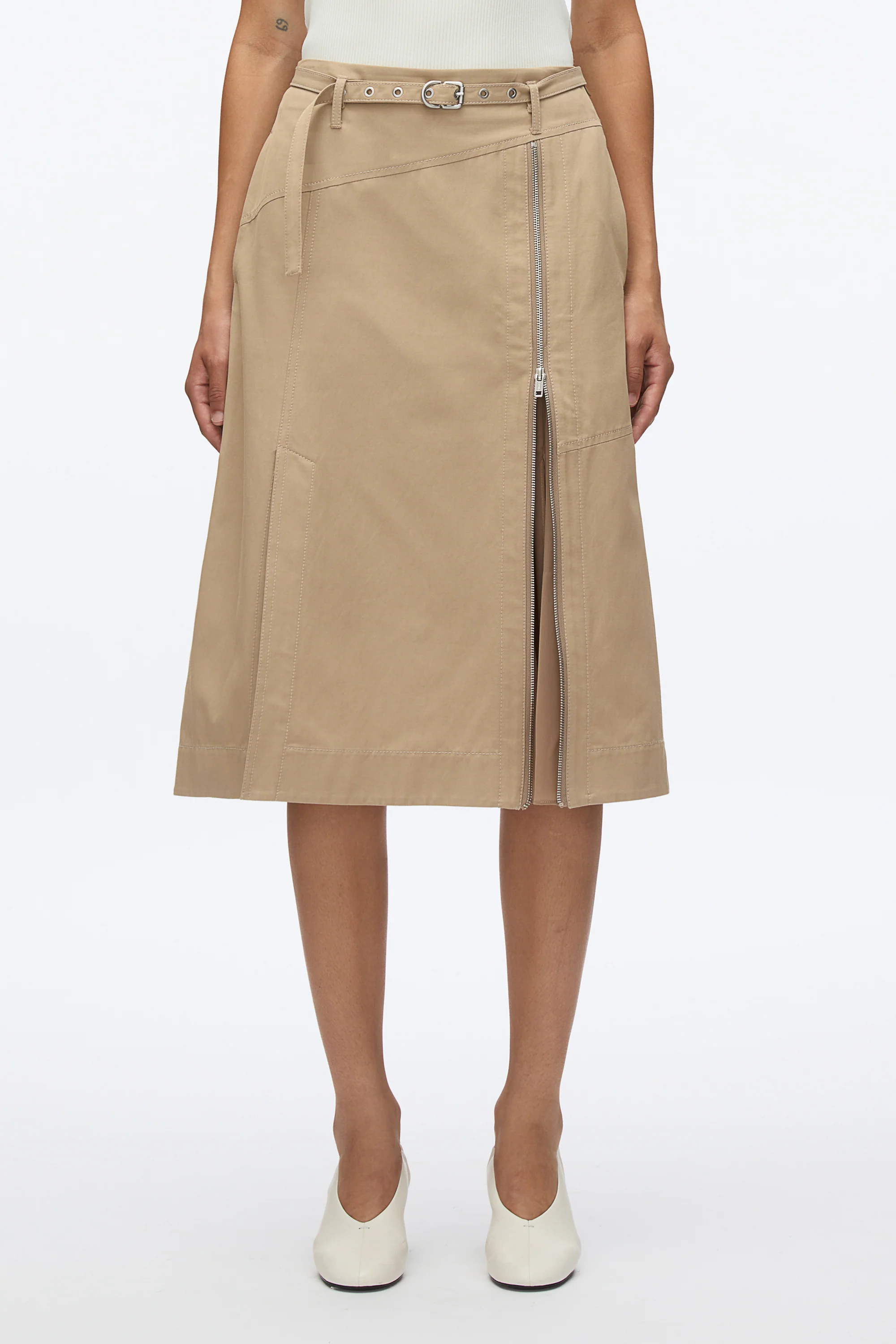 Utility Skirt with Zip Chiffon Godet - Image 2